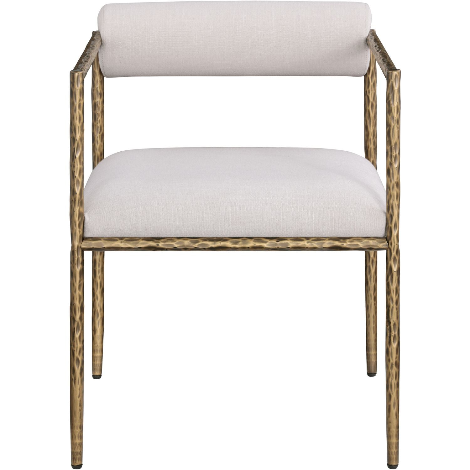 Axis Linen Textured Fabric Upholstered Dining Chair — Beige / Powder Coated Brushed Brass