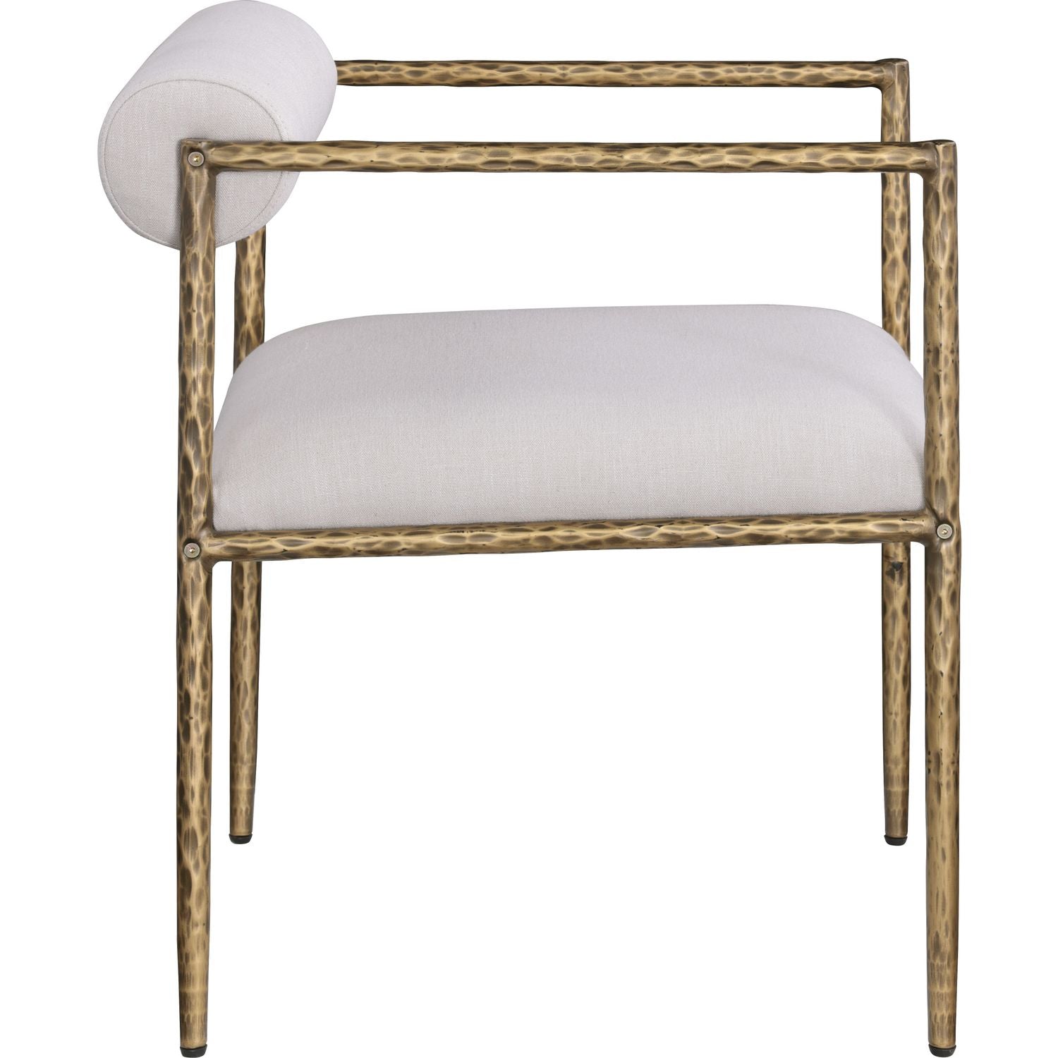Axis Linen Textured Fabric Upholstered Dining Chair — Beige / Powder Coated Brushed Brass
