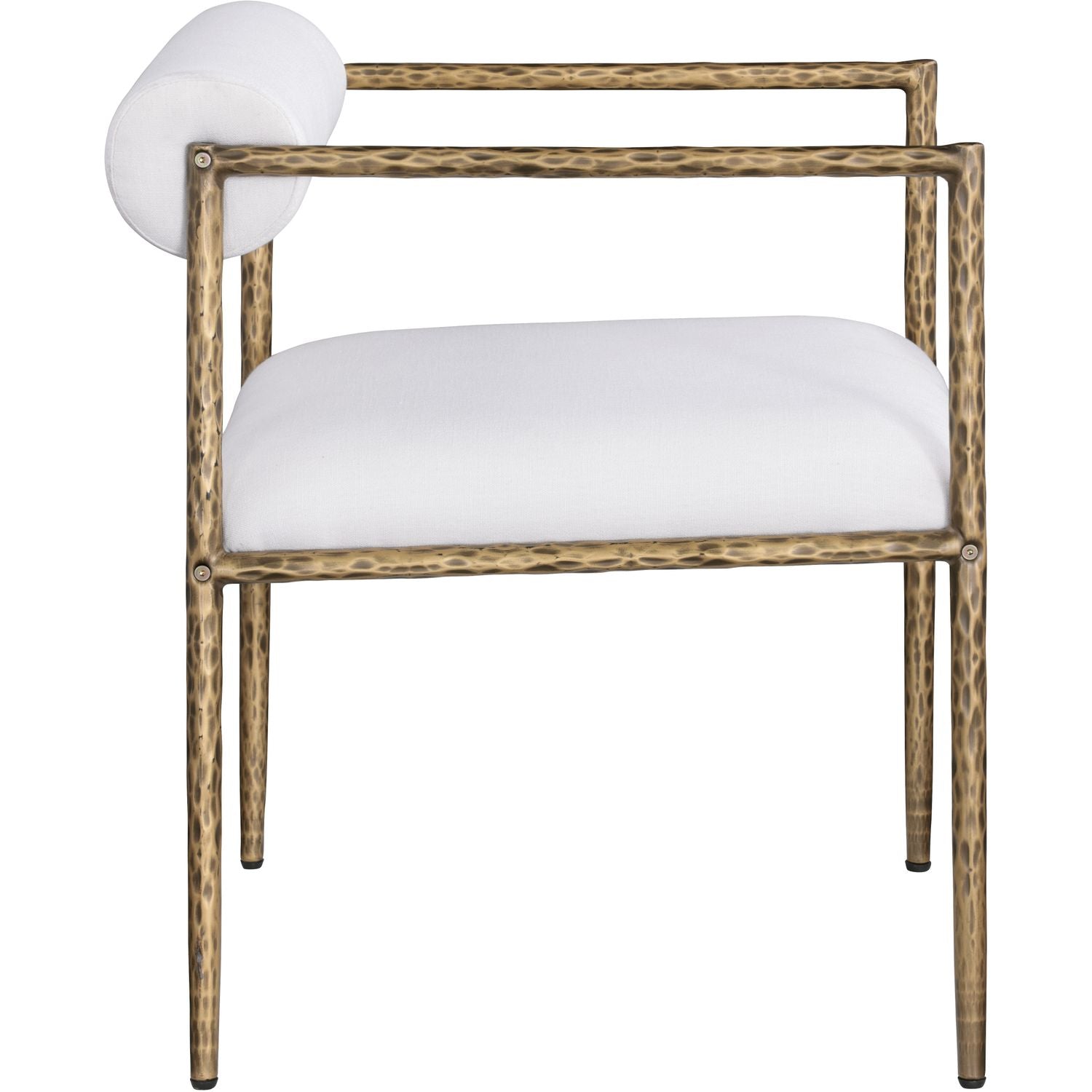 Axis Linen Textured Fabric Upholstered Dining Chair — Cream / Powder Coated Brushed Brass