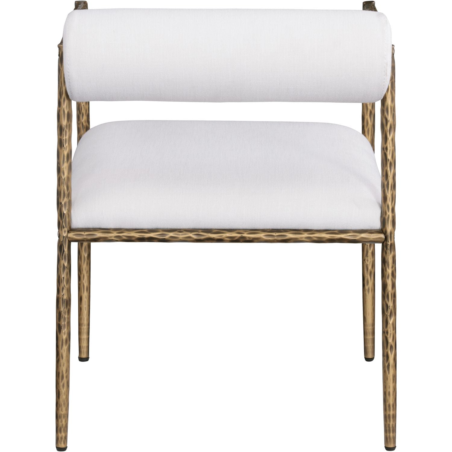 Axis Linen Textured Fabric Upholstered Dining Chair — Cream / Powder Coated Brushed Brass