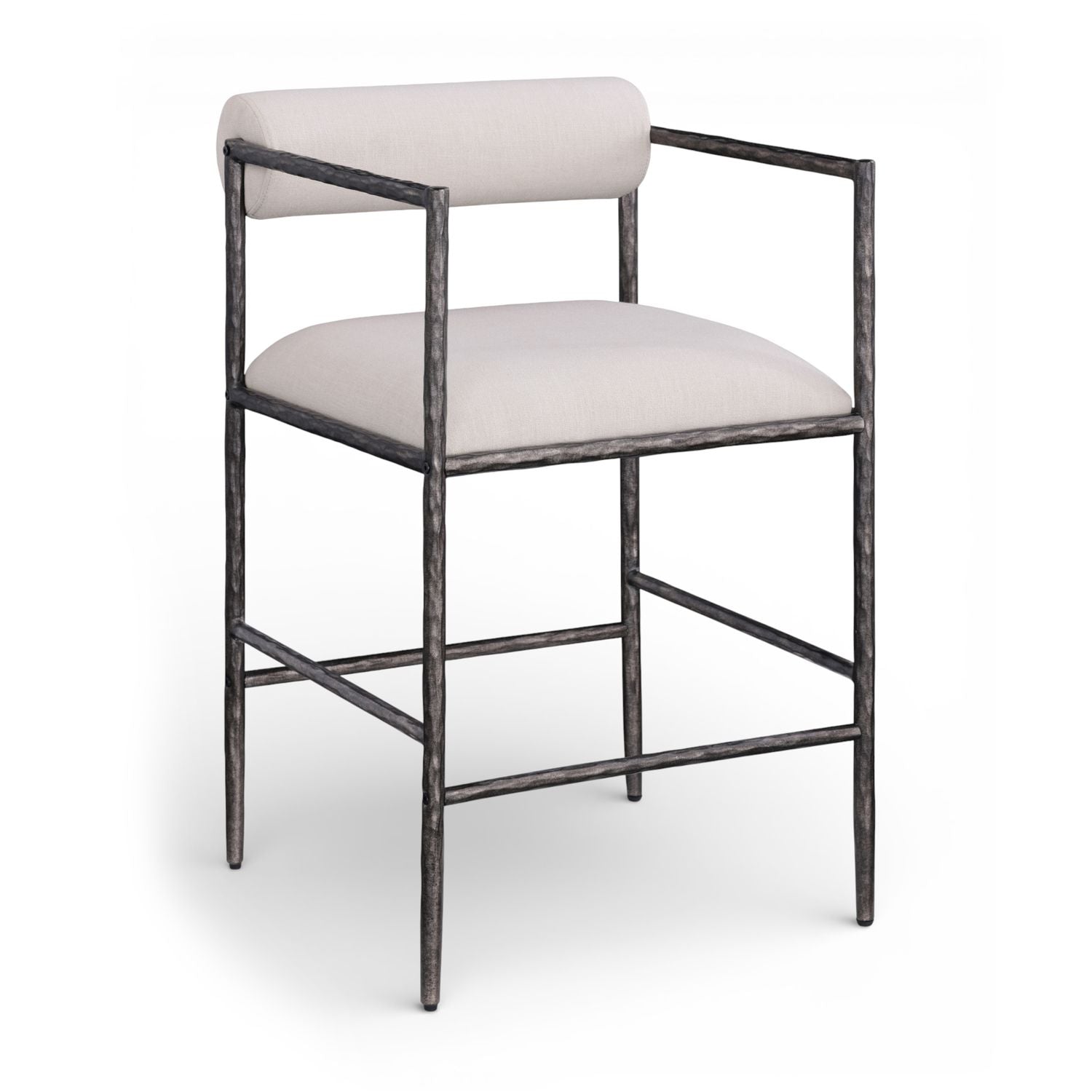 Axis Linen Textured Fabric Upholstered Counter Stool