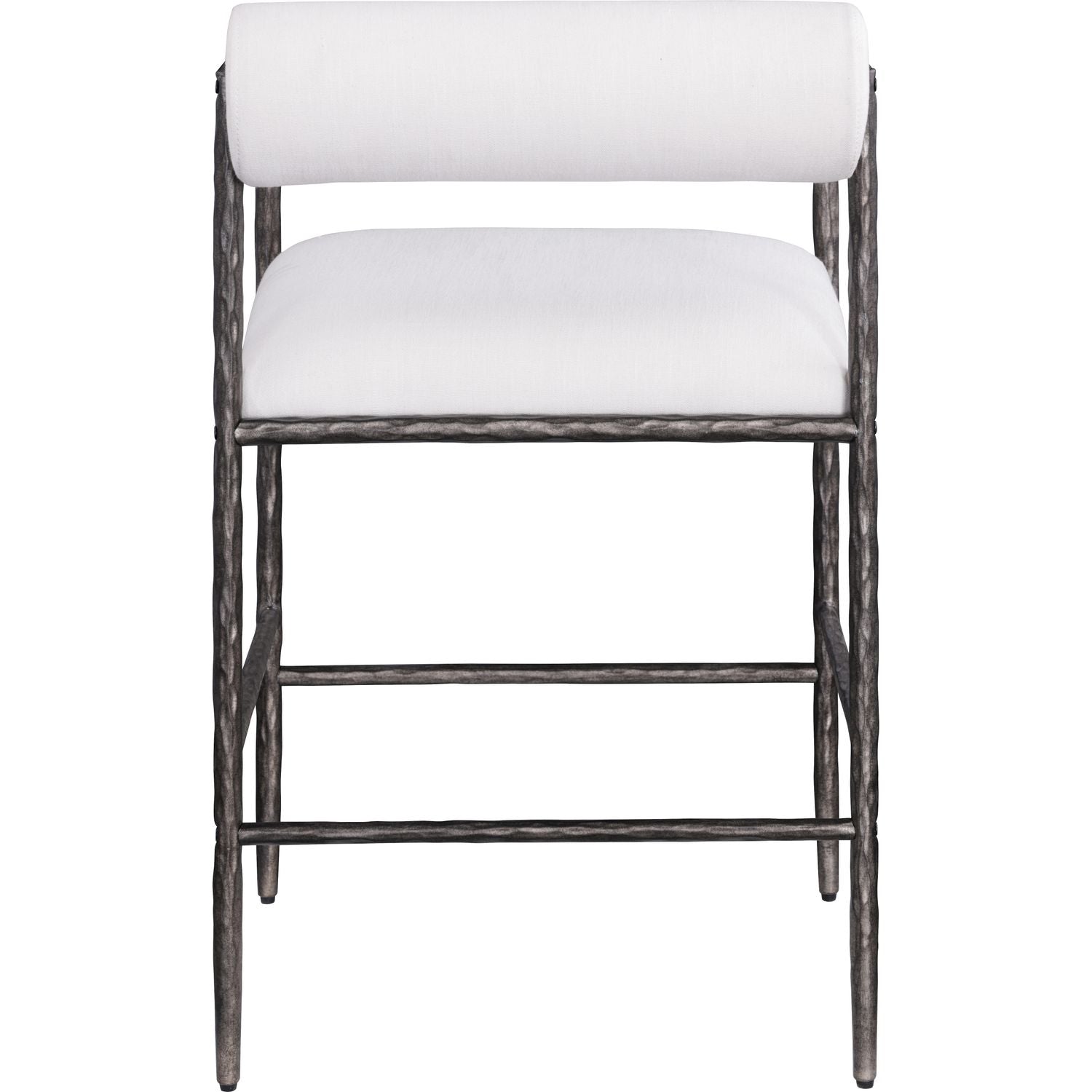 Axis Linen Textured Fabric Upholstered Counter Stool — Cream / Powder Coated Antique Black