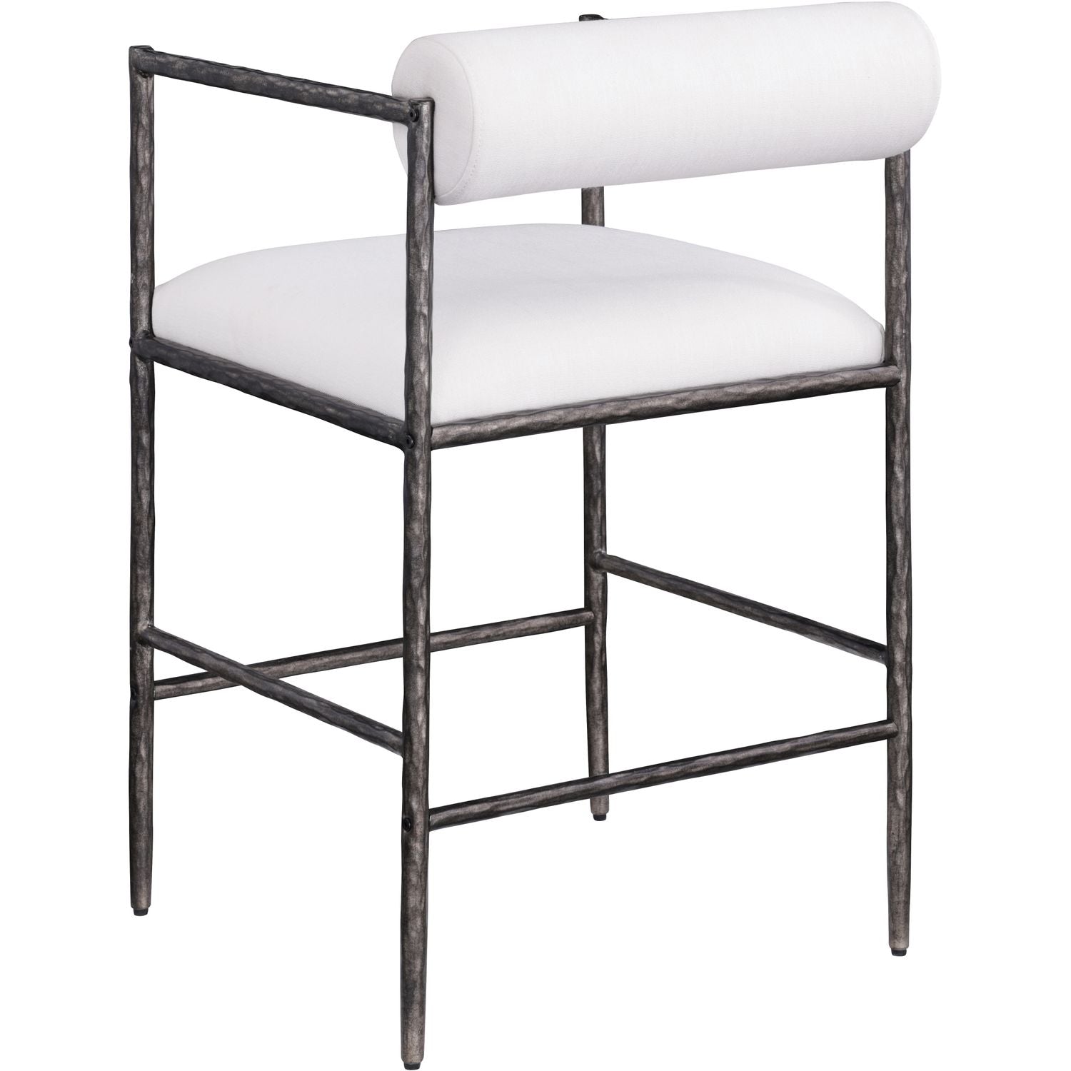 Axis Linen Textured Fabric Upholstered Counter Stool — Cream / Powder Coated Antique Black