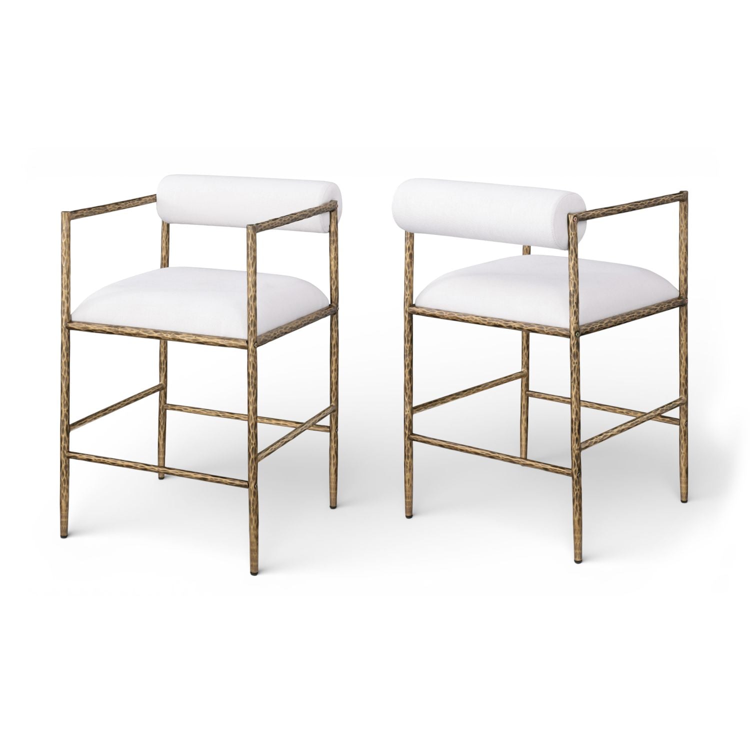 Axis Cream Linen Textured Fabric Upholstered Counter Stool