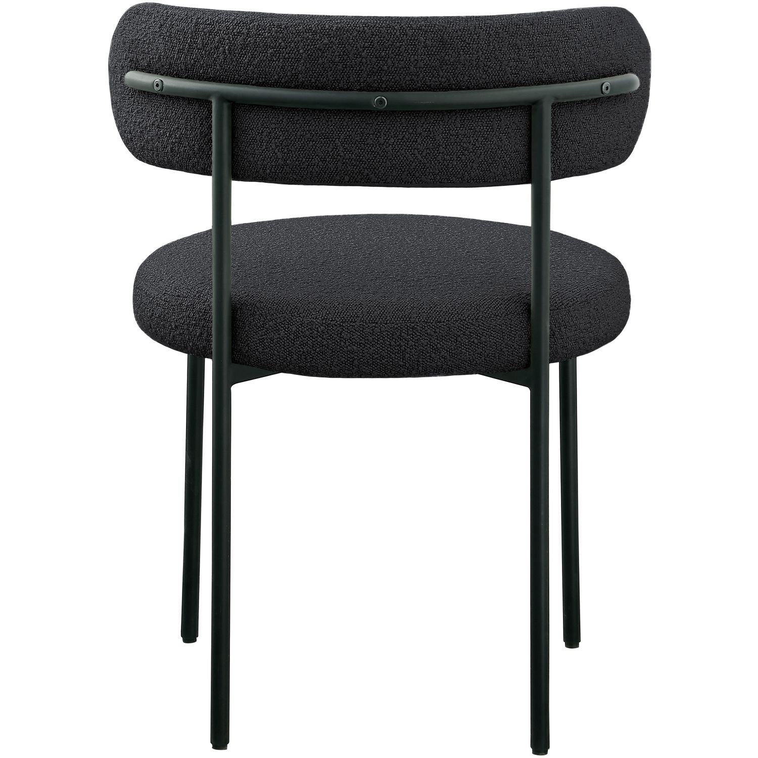 Beacon Boucle Fabric Upholstered Dining Chair — Black / Matte Black