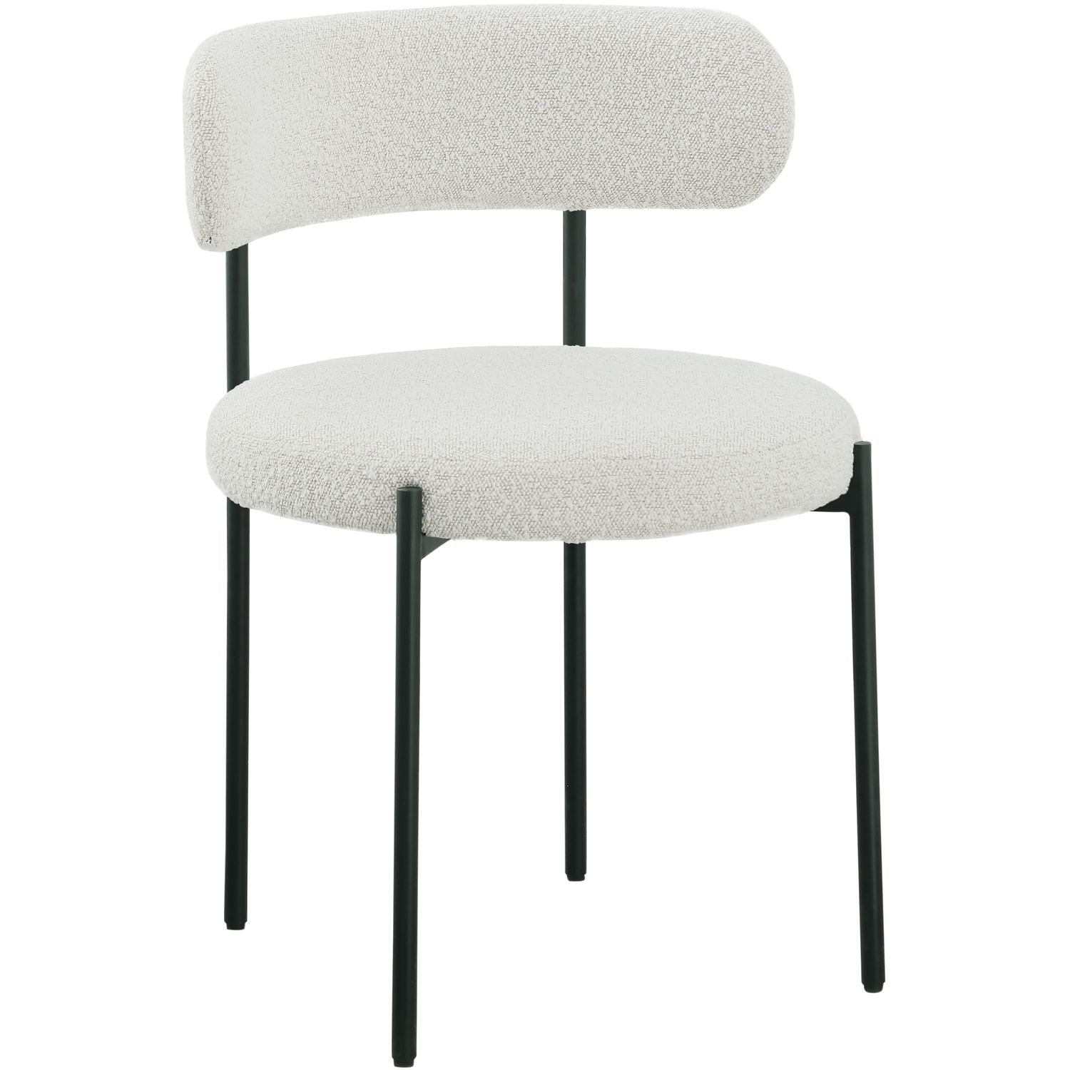 Beacon Boucle Fabric Upholstered Dining Chair — Cream / Matte Black