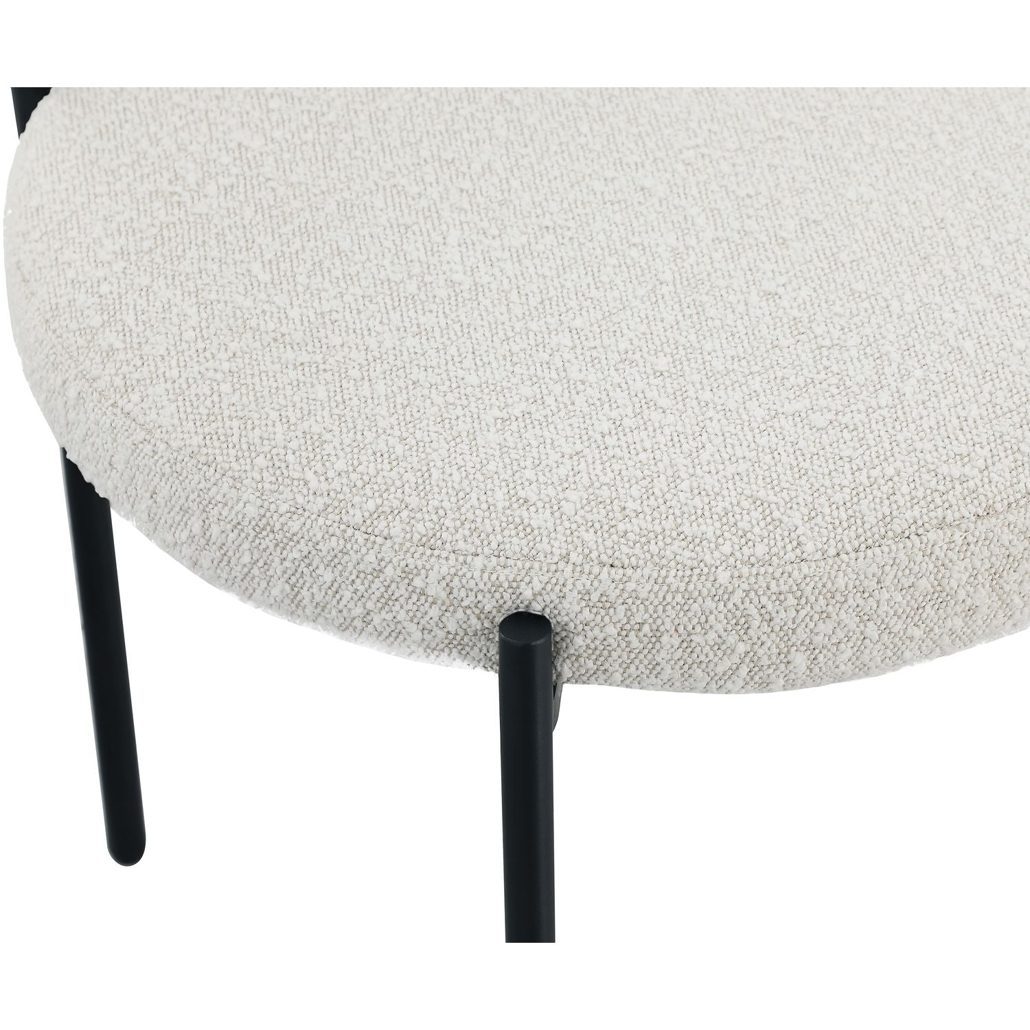 Beacon Boucle Fabric Upholstered Dining Chair — Cream / Matte Black