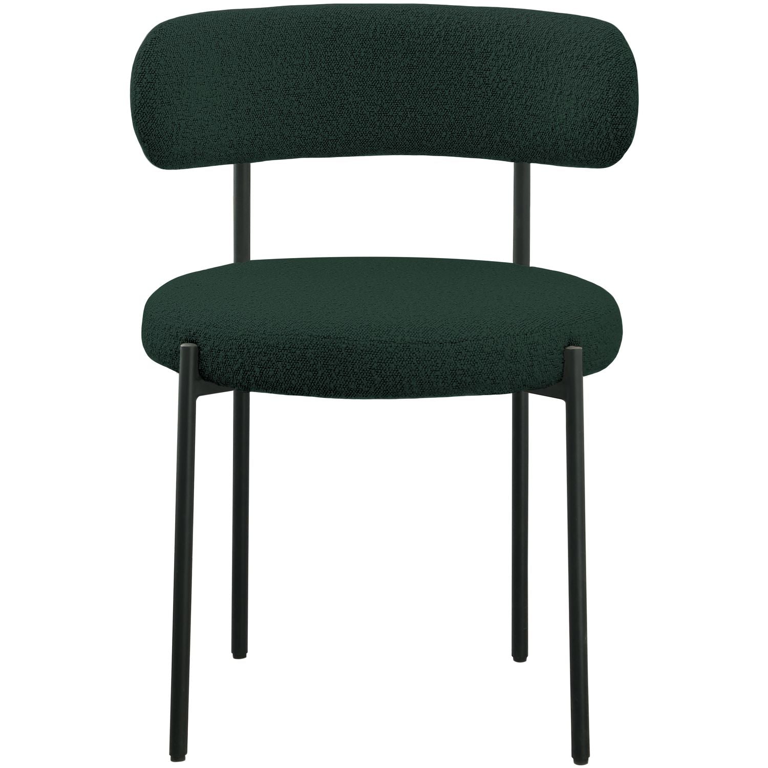 Beacon Boucle Fabric Upholstered Dining Chair — Green / Matte Black