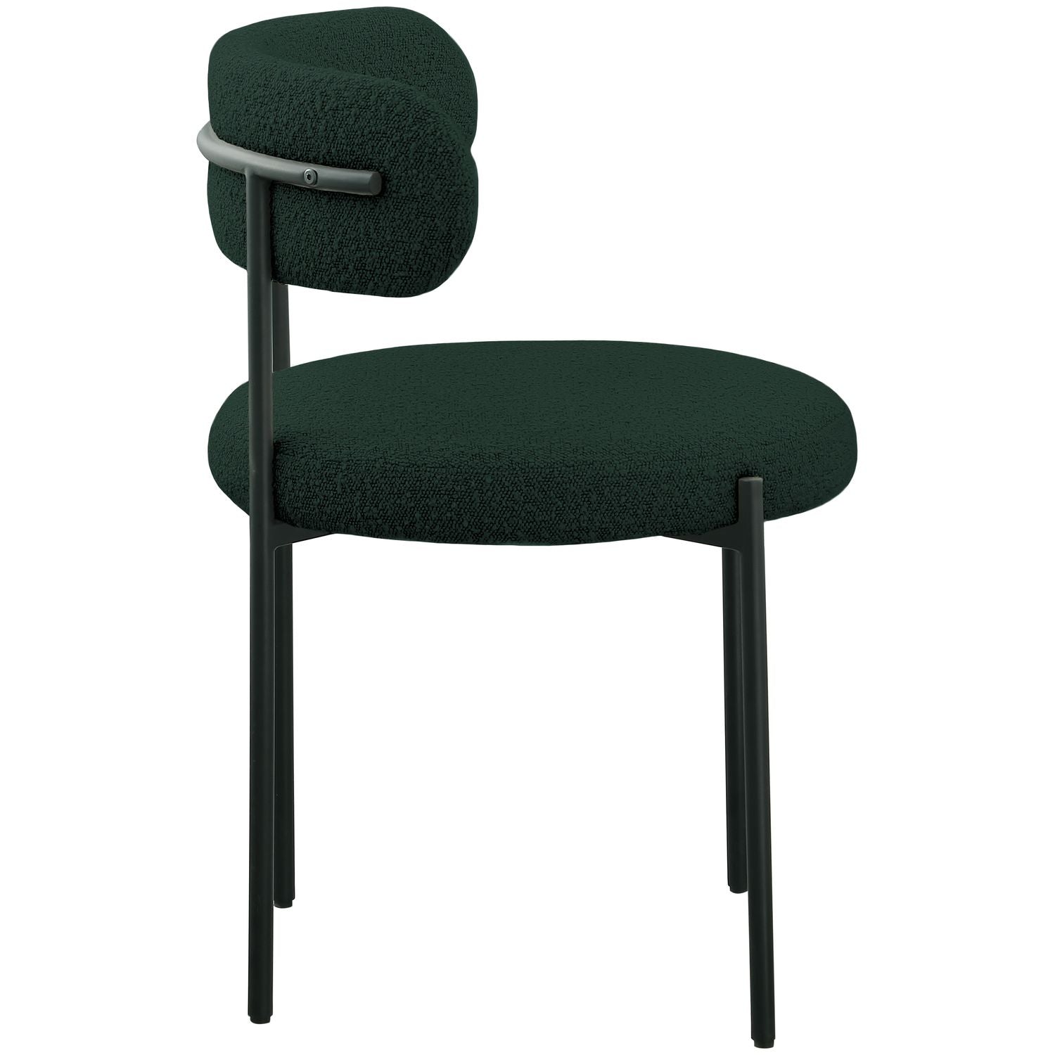 Beacon Boucle Fabric Upholstered Dining Chair — Green / Matte Black