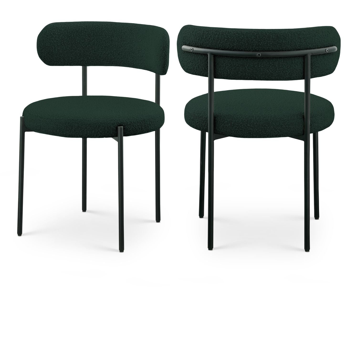 Beacon Green Boucle Fabric Upholstered Dining Chair