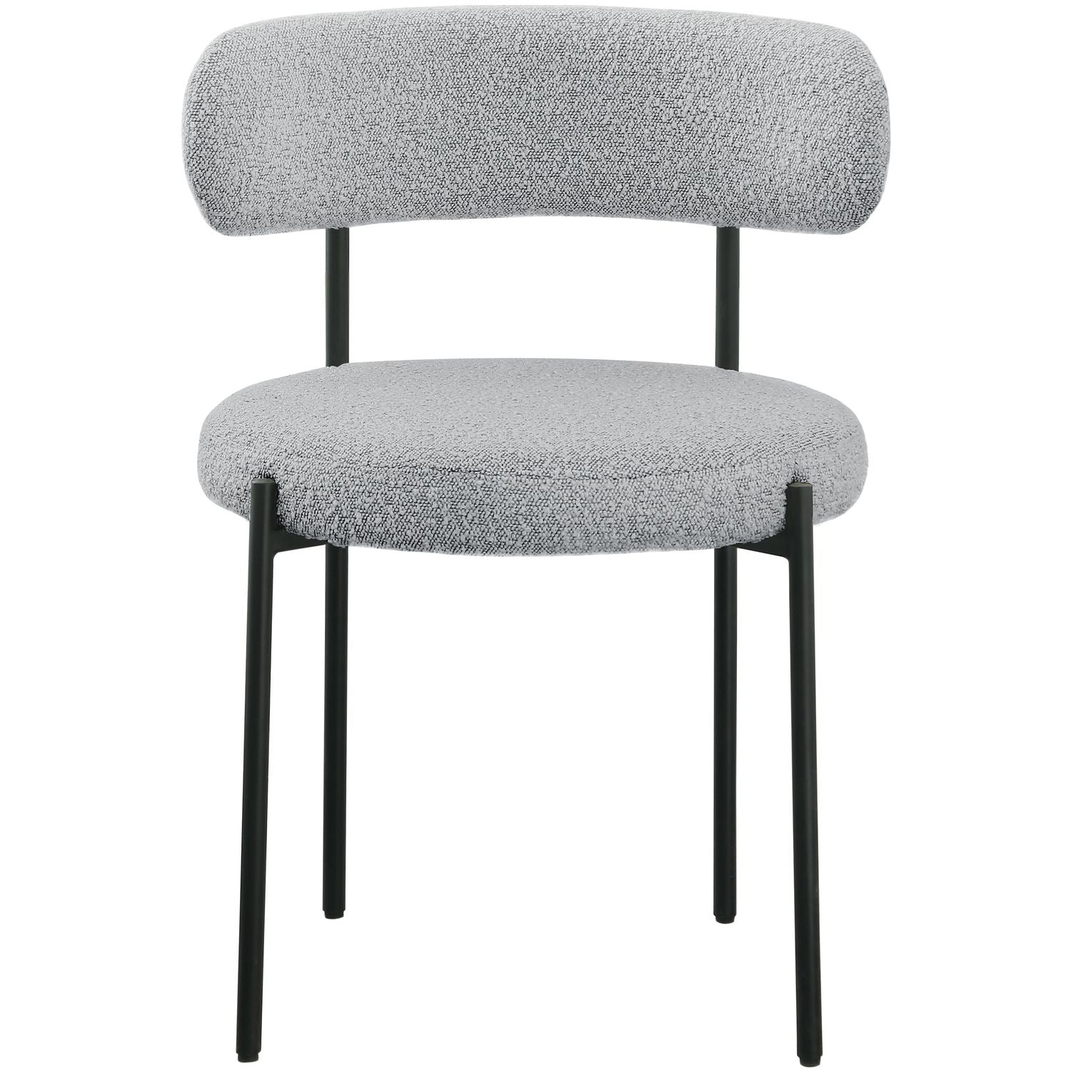 Beacon Boucle Fabric Upholstered Dining Chair — Grey / Matte Black