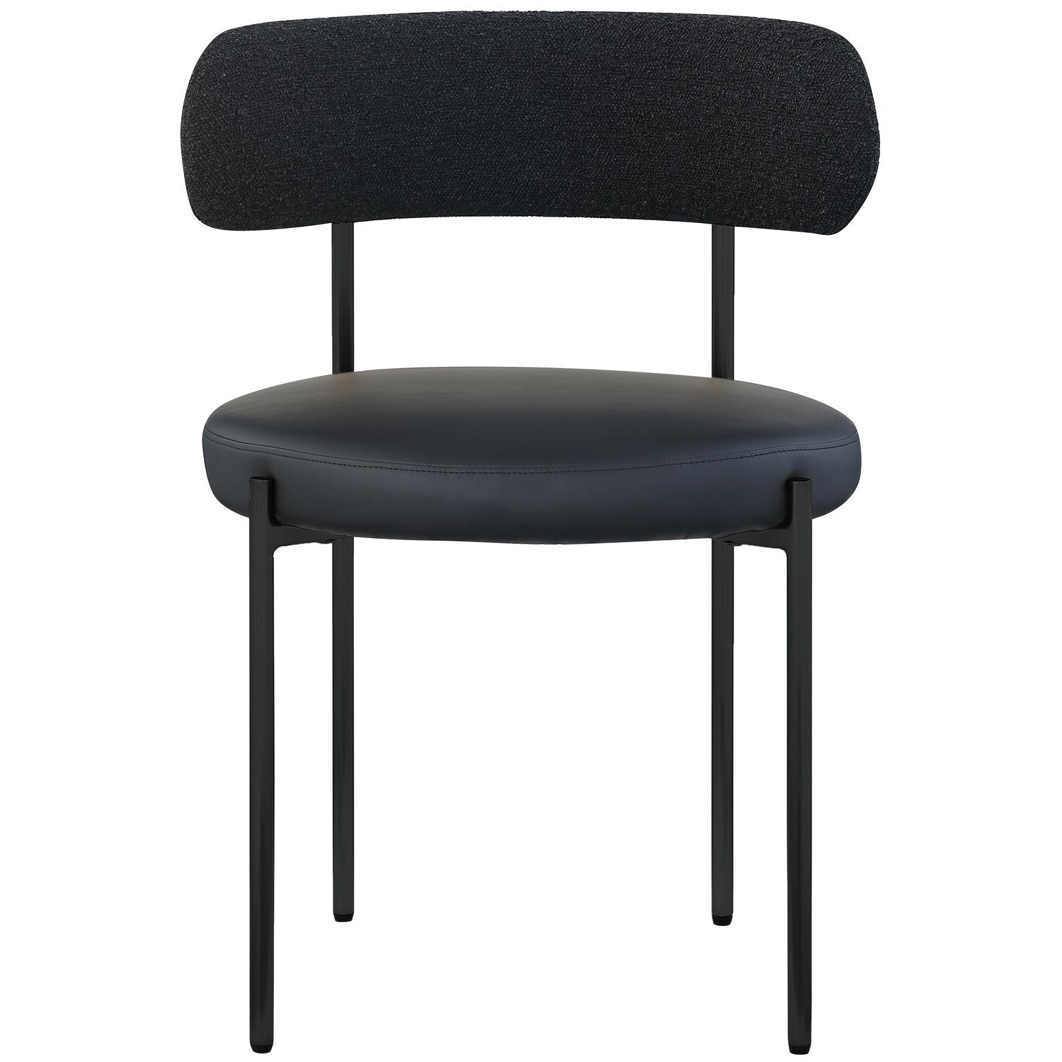 Beacon Vegan Leather And Boucle Fabric Upholstered Dining Chair — Black / Matte Black