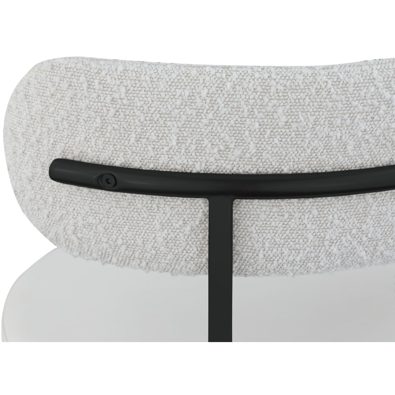 Beacon Vegan Leather And Boucle Fabric Upholstered Dining Chair — Cream / Matte Black