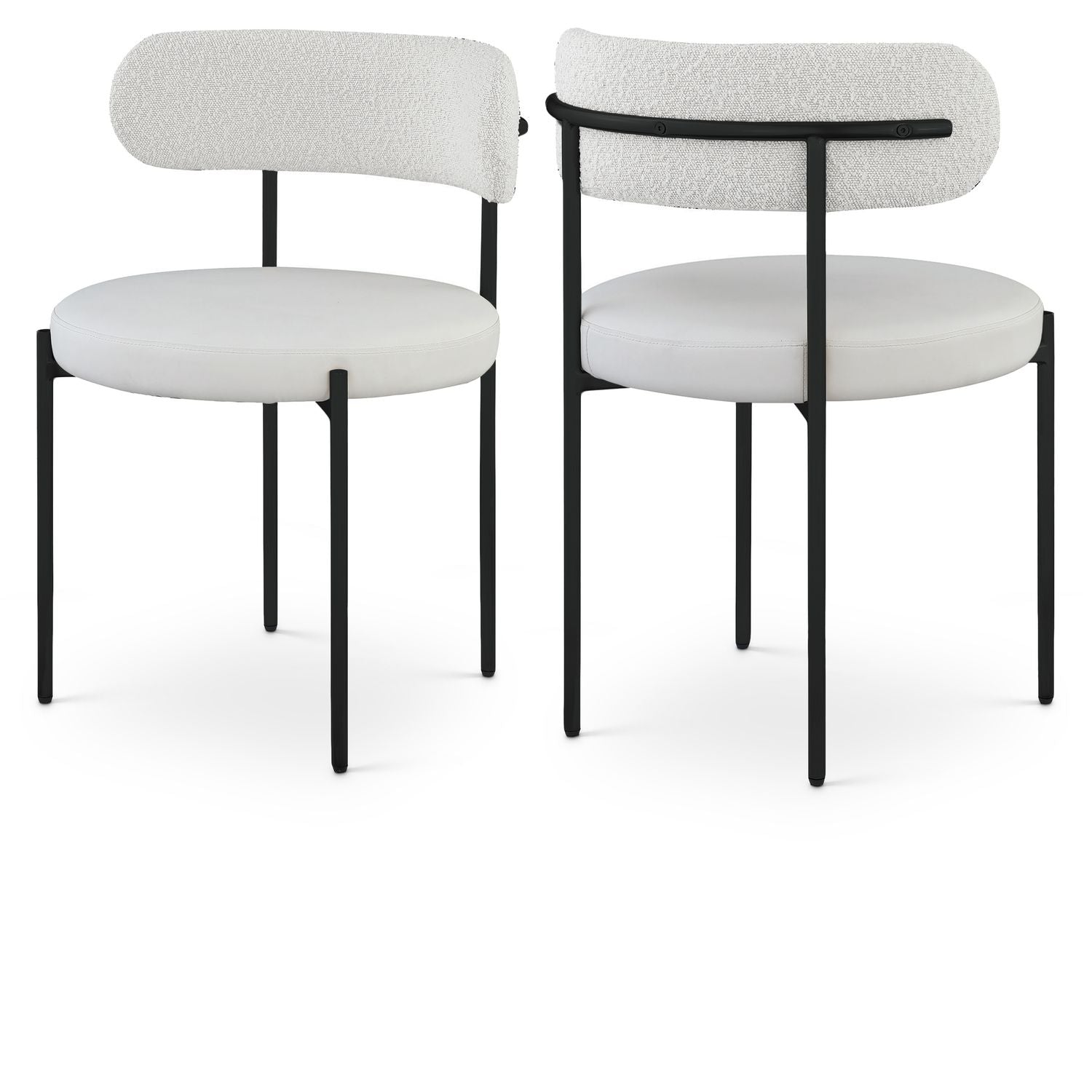 Beacon Cream Vegan Leather And Boucle Fabric Upholstered Dining Chair