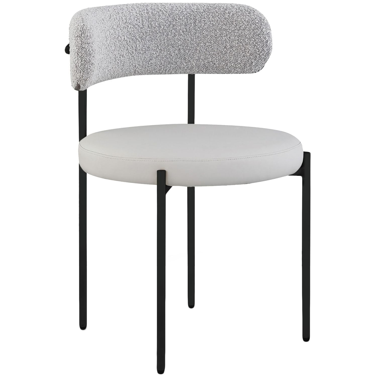 Beacon Vegan Leather And Boucle Fabric Upholstered Dining Chair — Taupe / Matte Black