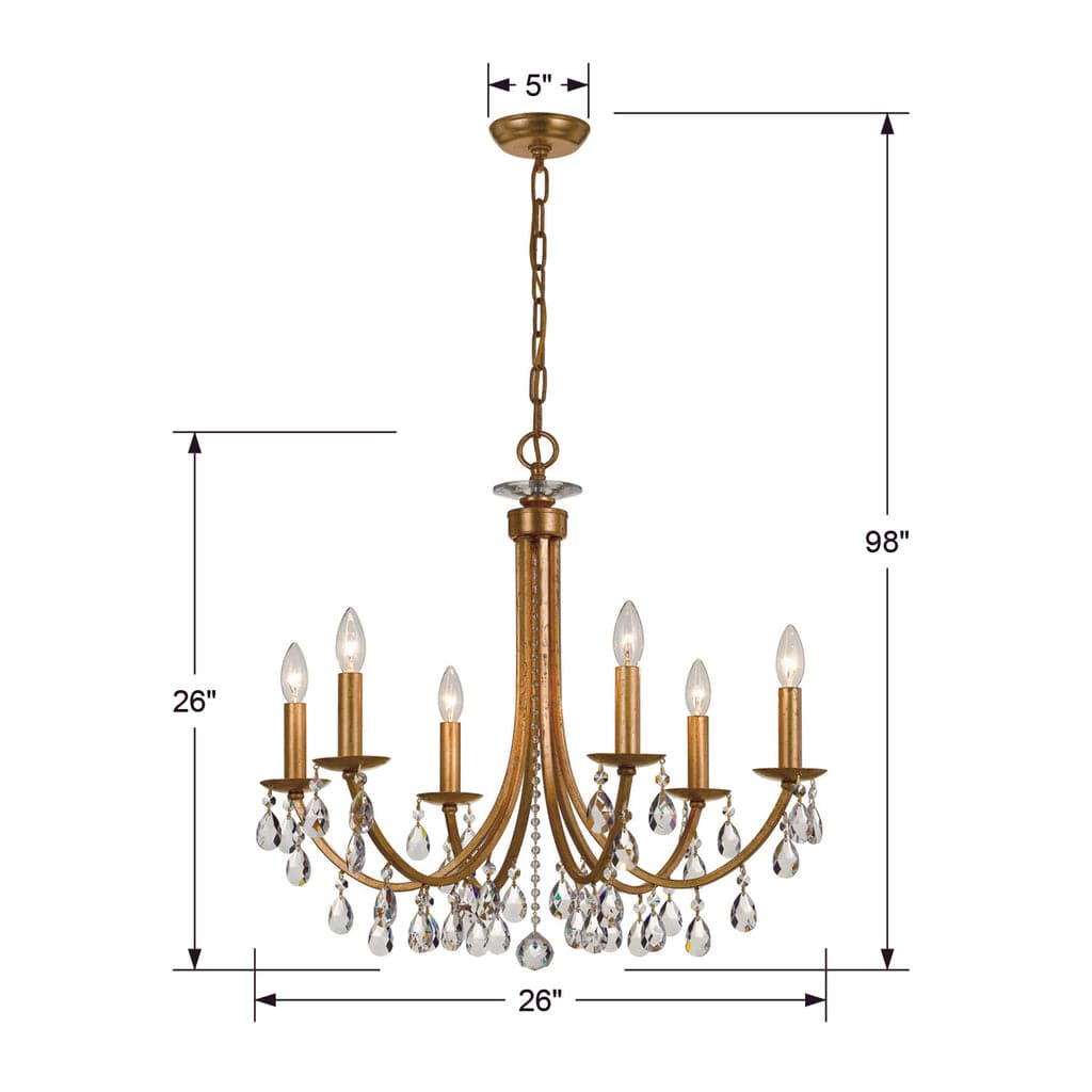 Bridgehampton 6 Light Crystal Chandelier-Crystorama Lighting Company-CRYSTO-8826-CH-CL-MWP-ChandeliersPolished Chrome-7-France and Son