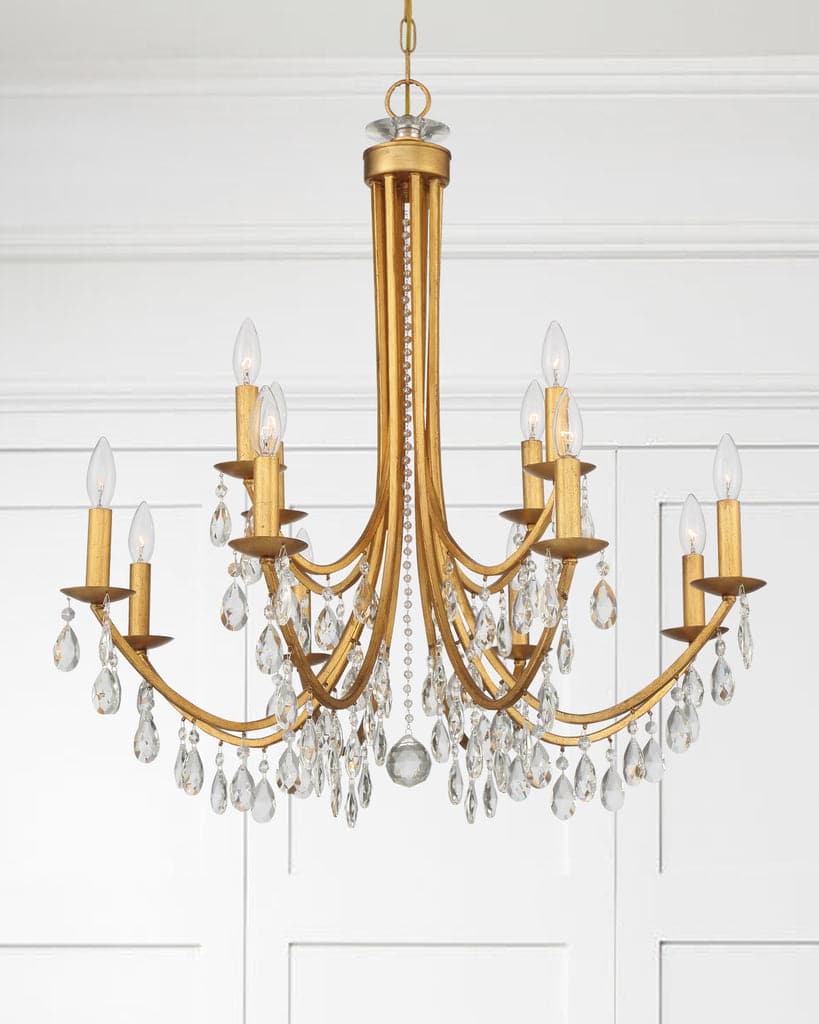 Bridgehampton 12 Light Crystal Chandelier-Crystorama Lighting Company-CRYSTO-8829-GA-CL-MWP-Chandeliers-3-France and Son