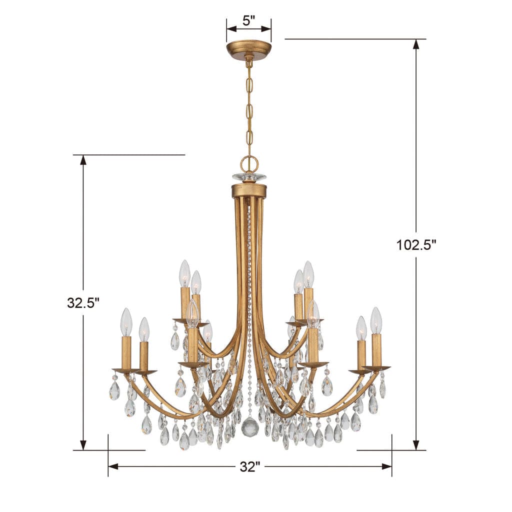 Bridgehampton 12 Light Crystal Chandelier-Crystorama Lighting Company-CRYSTO-8829-GA-CL-MWP-Chandeliers-4-France and Son