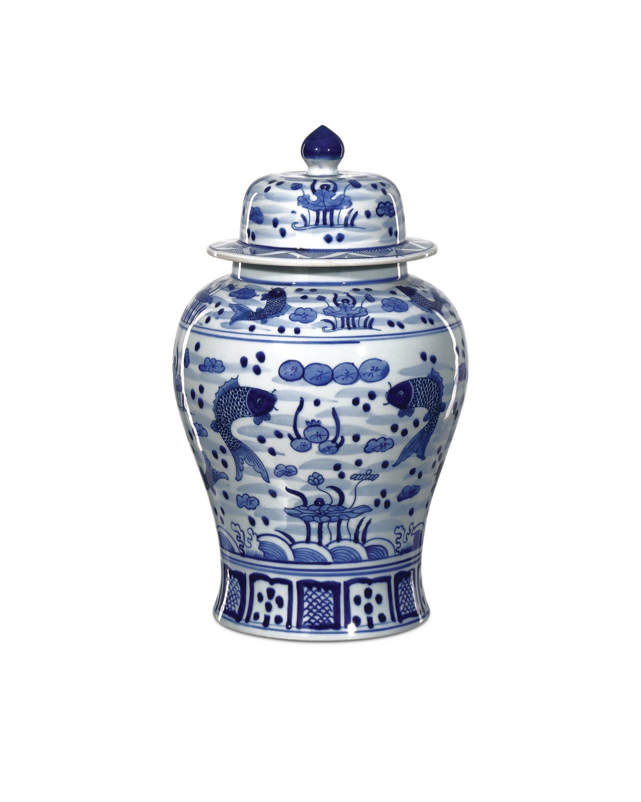 South Sea Blue & White Medium Temple Jar