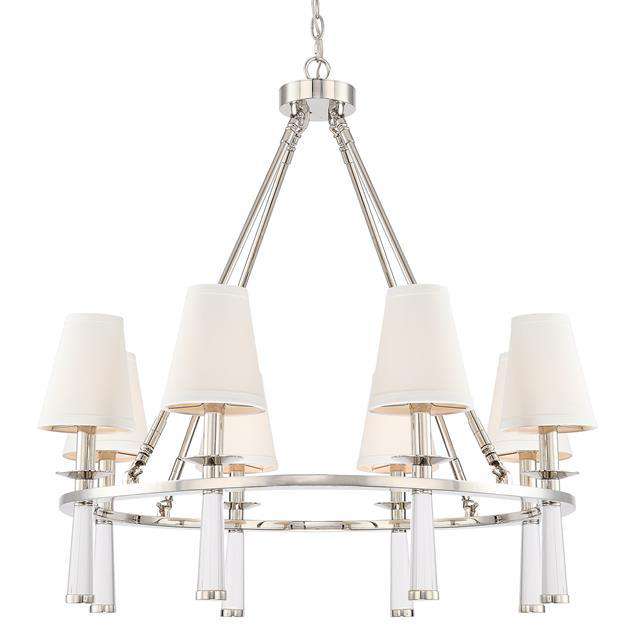 Baxter 8 Light Polished Nickel Chandelier-Crystorama Lighting Company-CRYSTO-8867-PN-Chandeliers-1-France and Son