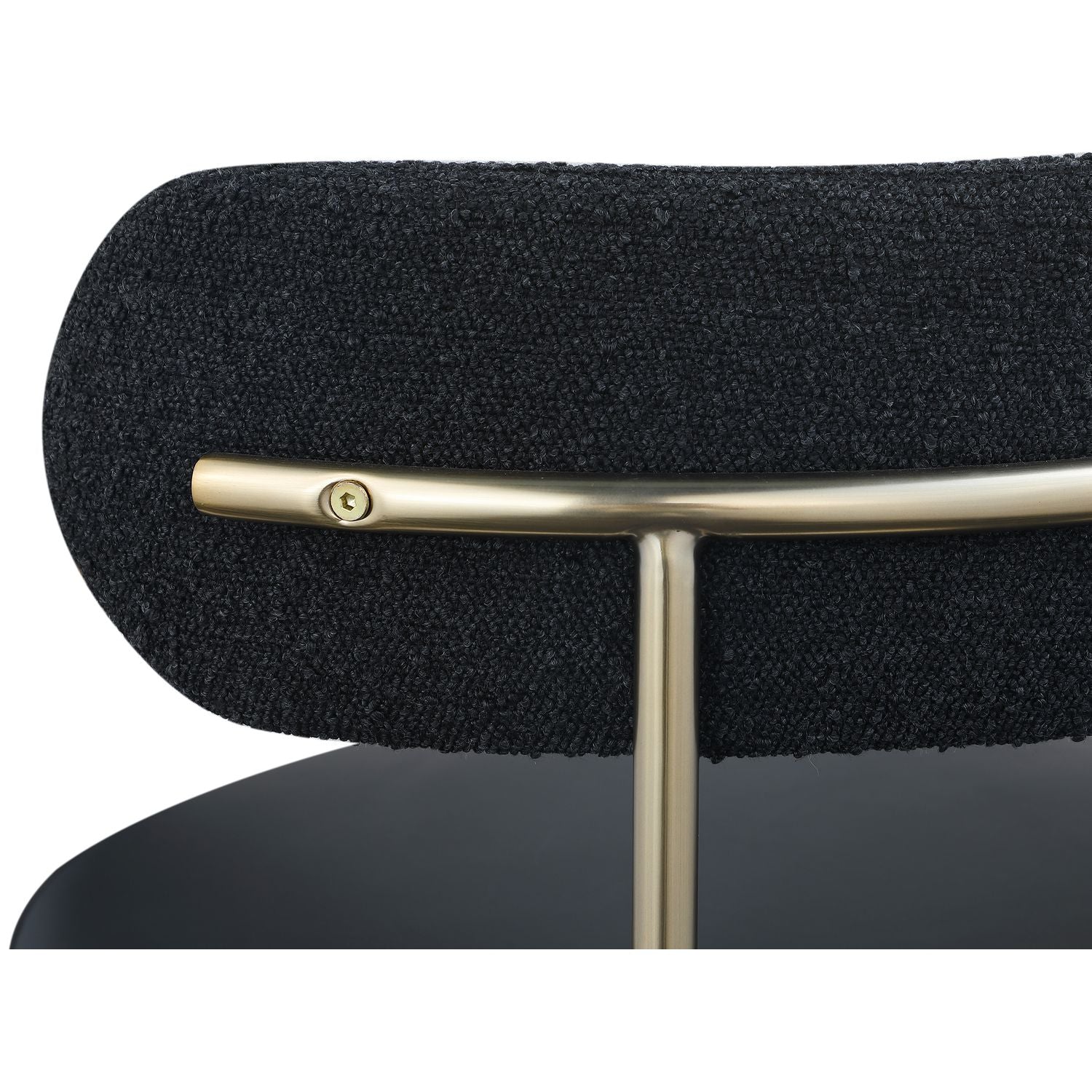 Beacon Vegan Leather And Boucle Fabric Upholstered Dining Chair — Black / Brushed Brass