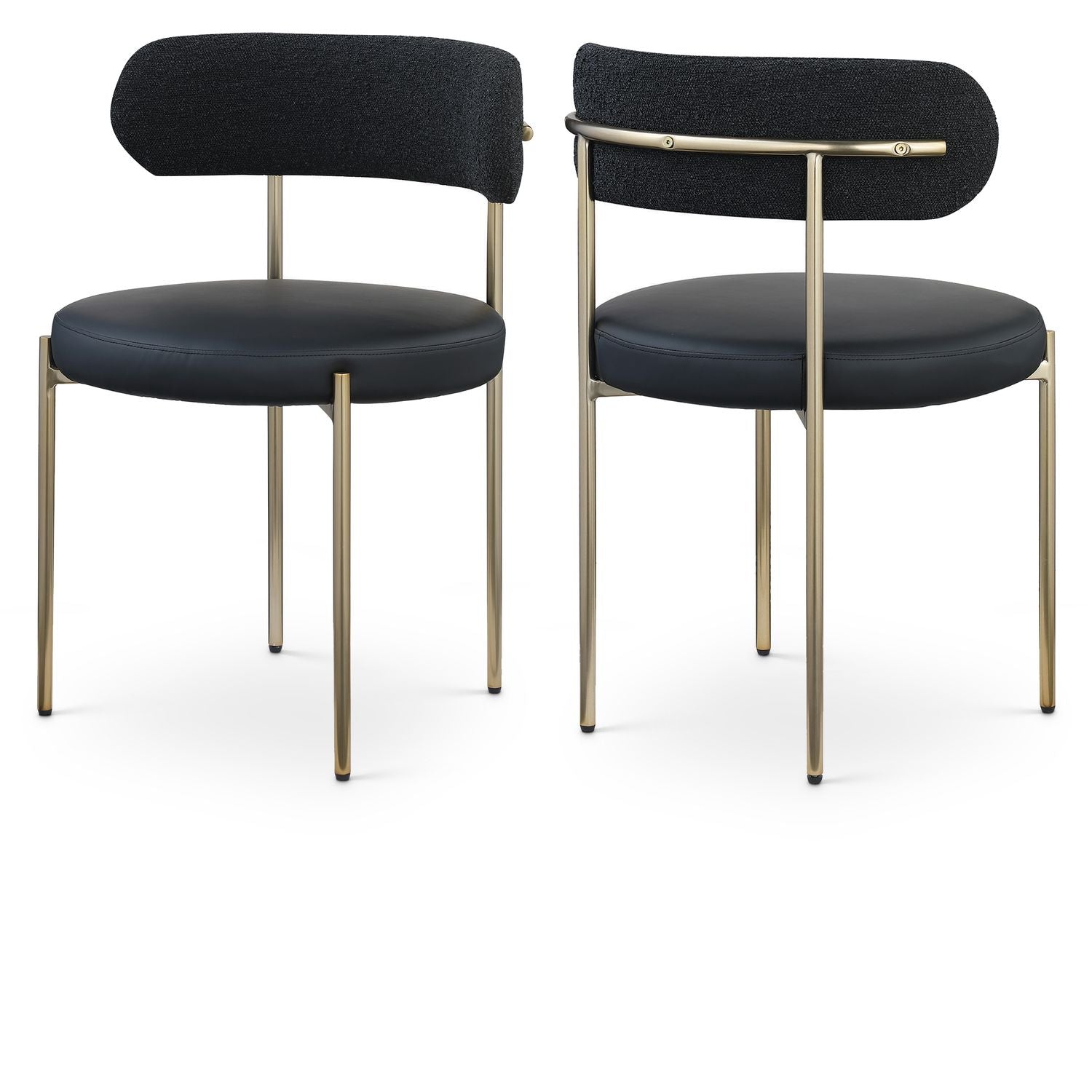 Beacon Black Vegan Leather And Boucle Fabric Upholstered Dining Chair