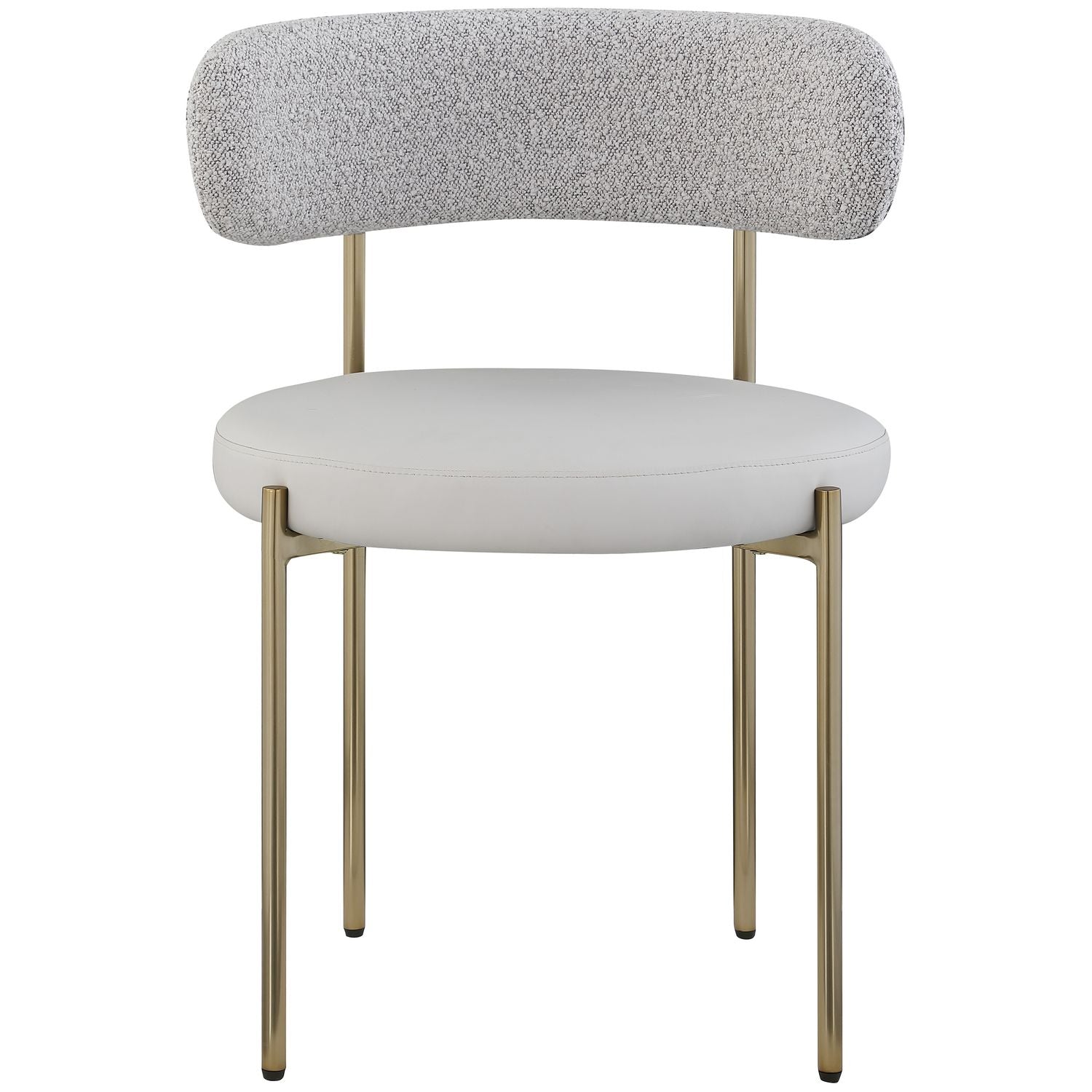 Beacon Vegan Leather And Boucle Fabric Upholstered Dining Chair — Taupe / Brushed Brass