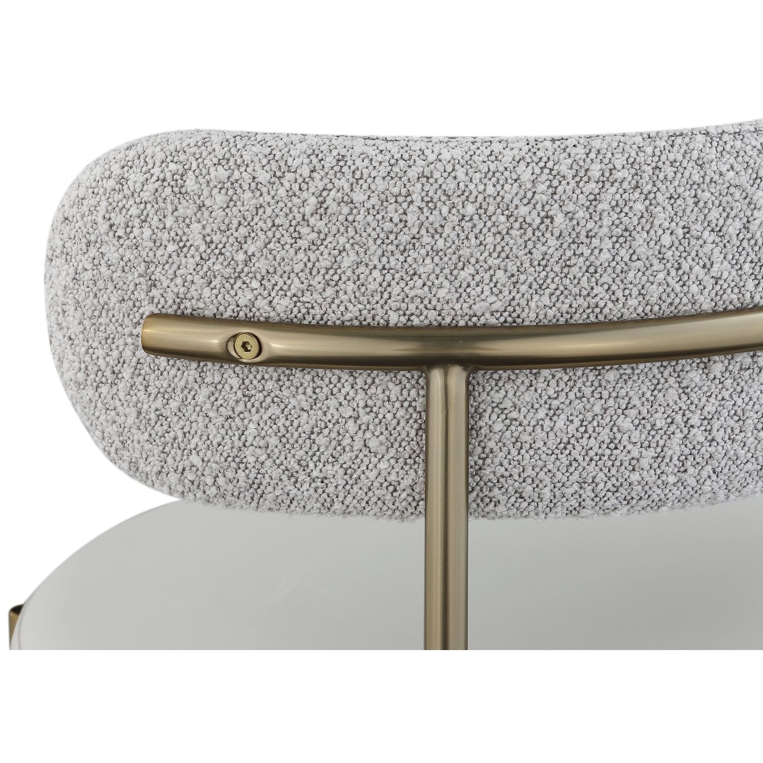 Beacon Vegan Leather And Boucle Fabric Upholstered Dining Chair — Taupe / Brushed Brass