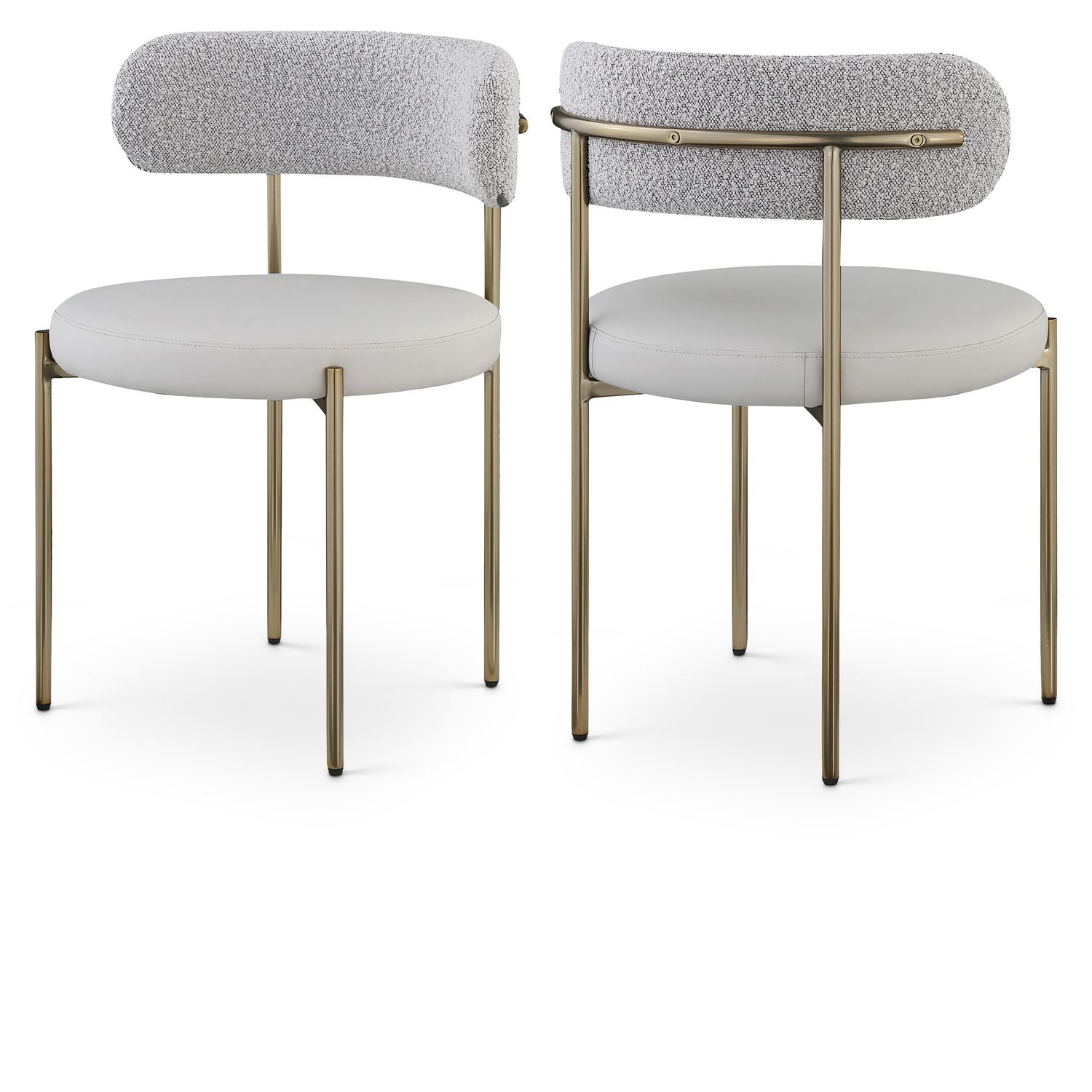 Beacon Taupe Vegan Leather And Boucle Fabric Upholstered Dining Chair