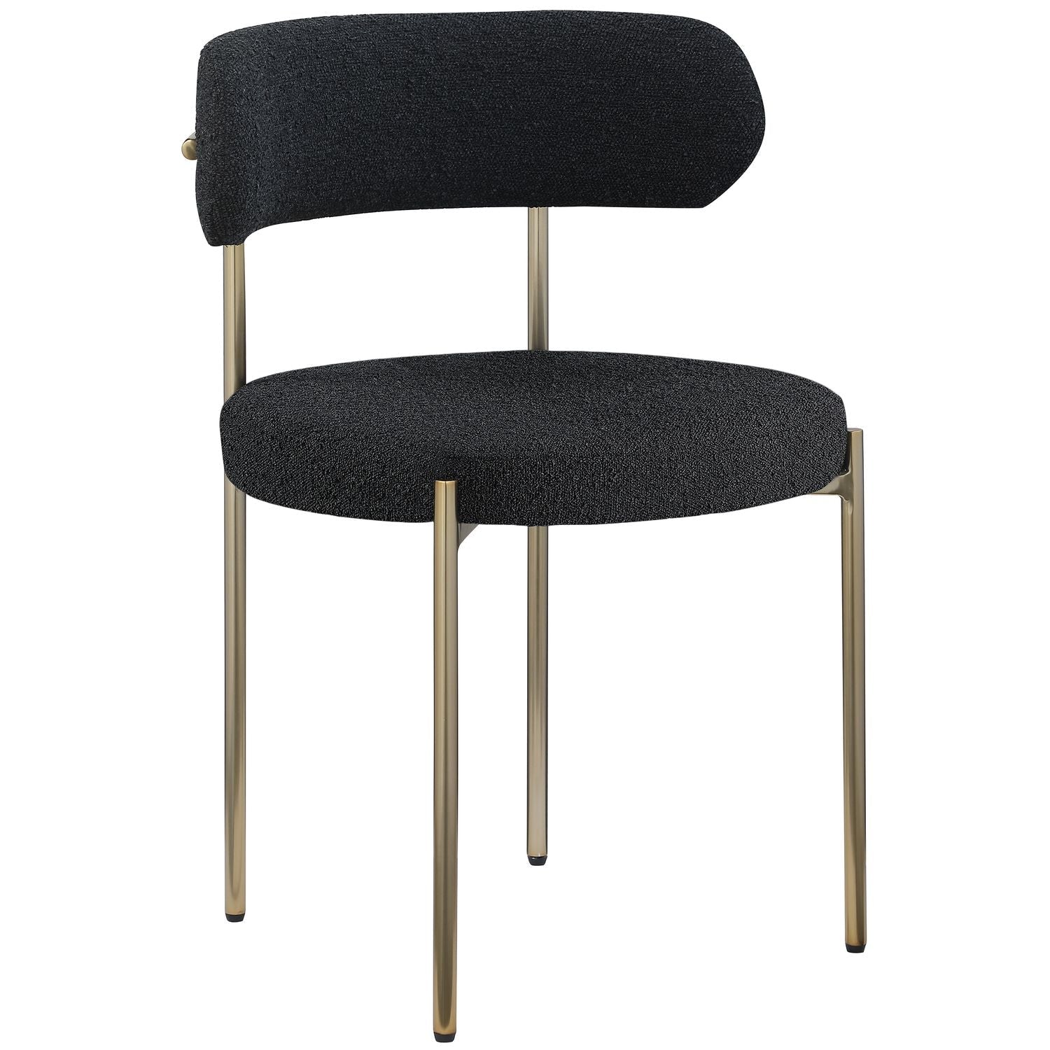 Beacon Boucle Fabric Upholstered Dining Chair — Black / Brushed Brass