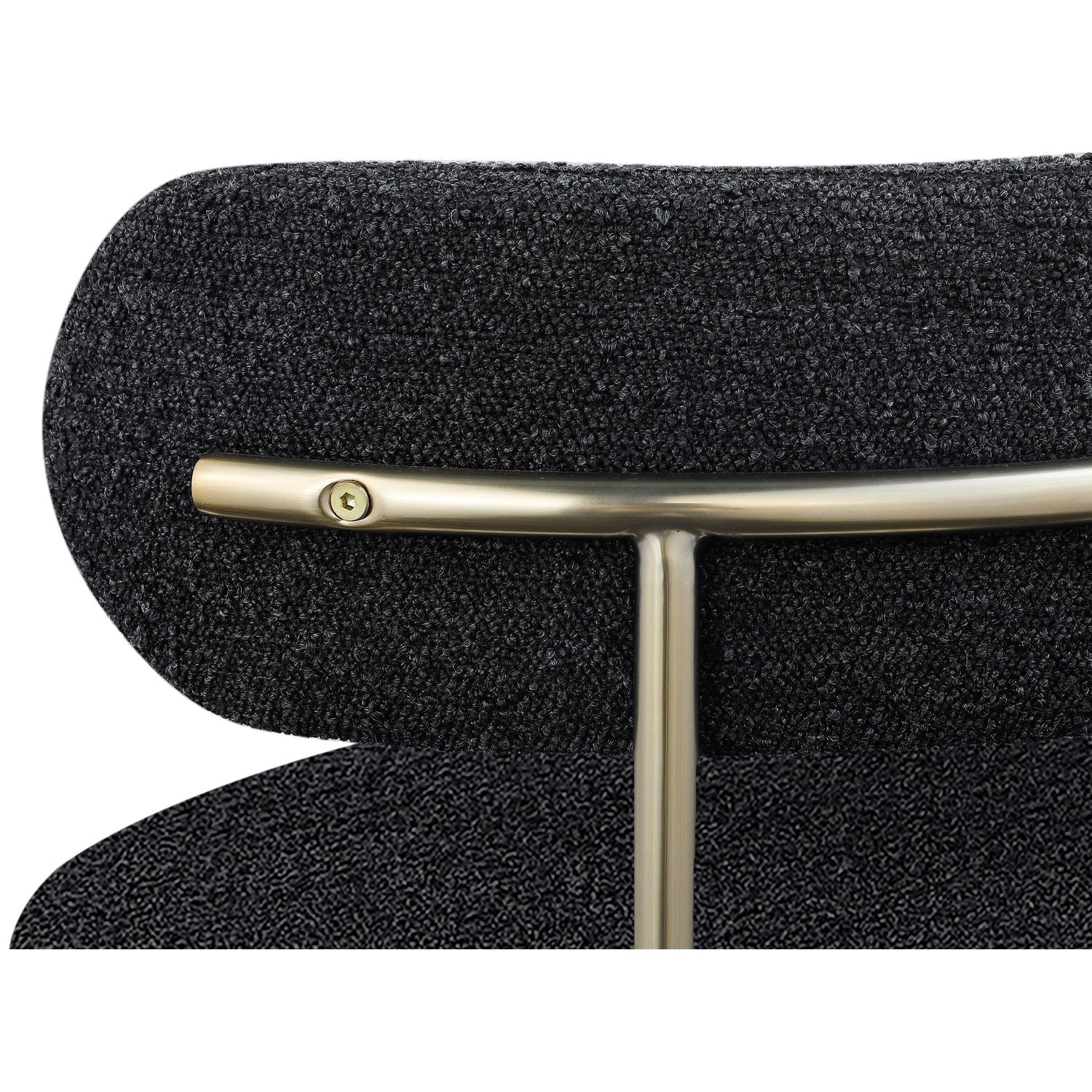 Beacon Boucle Fabric Upholstered Dining Chair — Black / Brushed Brass