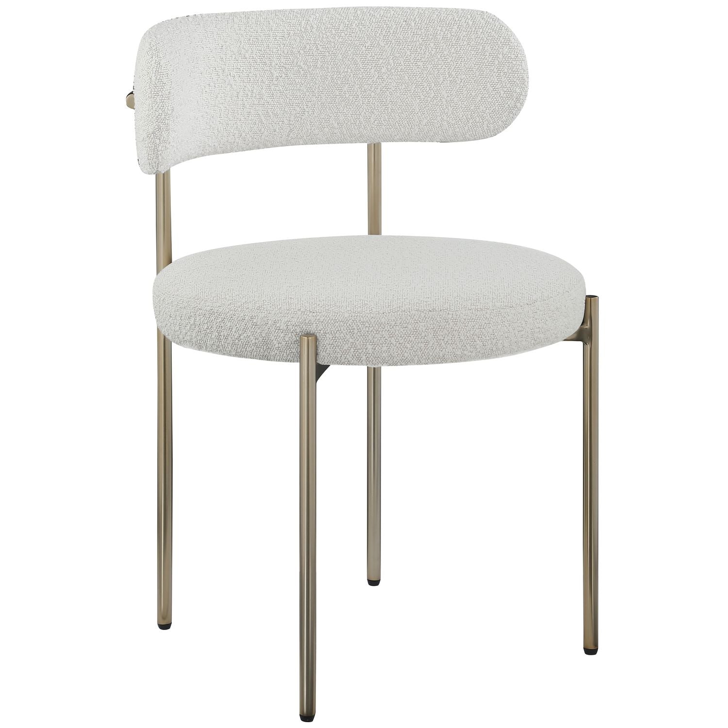Beacon Boucle Fabric Upholstered Dining Chair — Cream / Brushed Brass