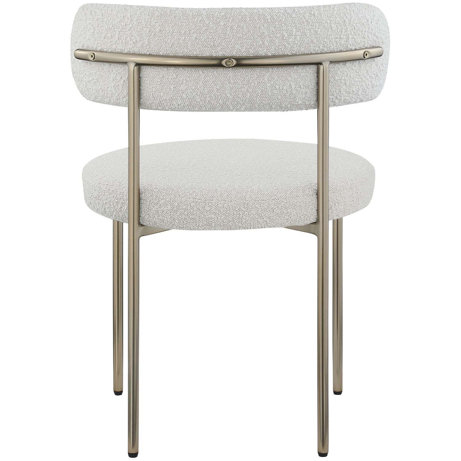 Beacon Boucle Fabric Upholstered Dining Chair — Cream / Brushed Brass