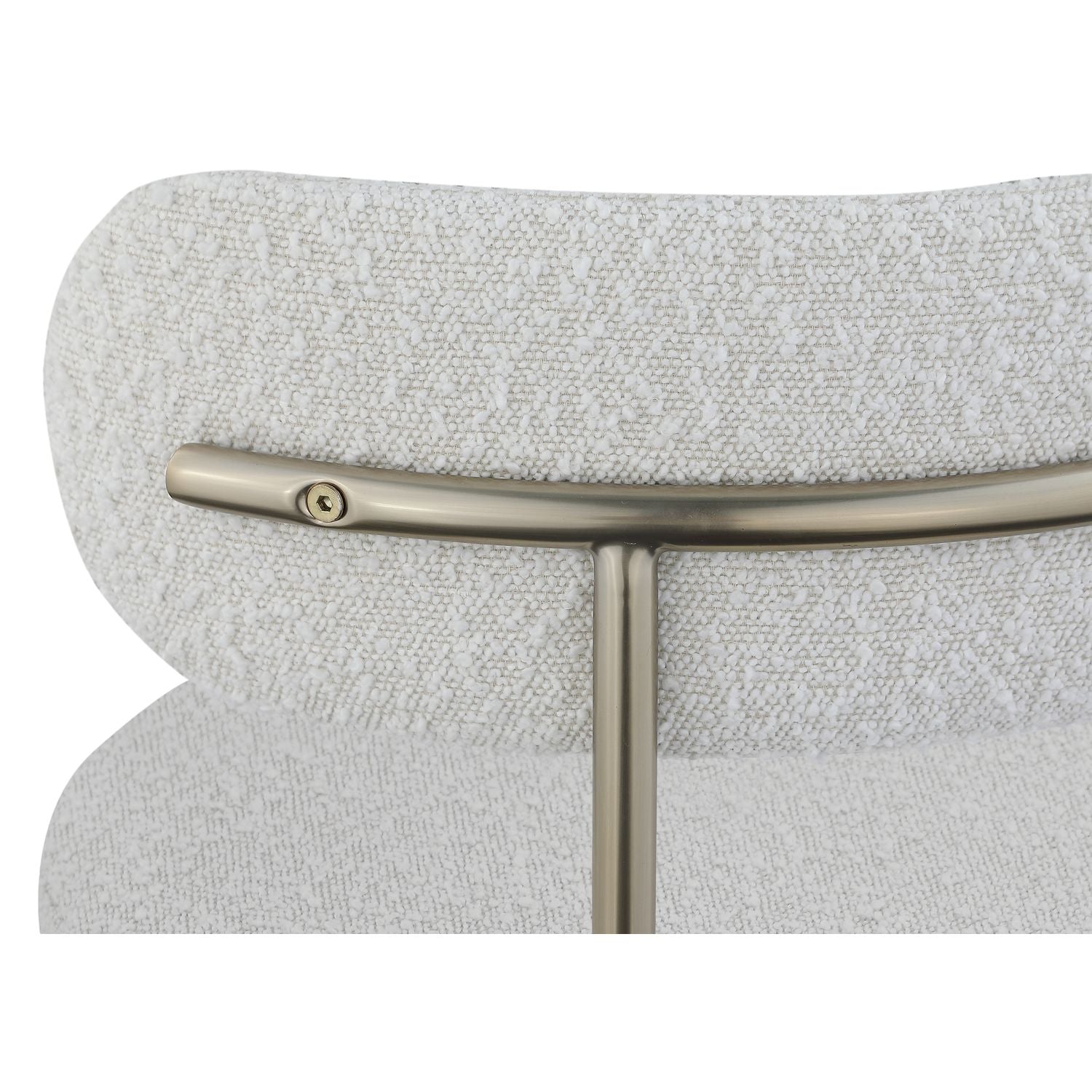 Beacon Boucle Fabric Upholstered Dining Chair — Cream / Brushed Brass
