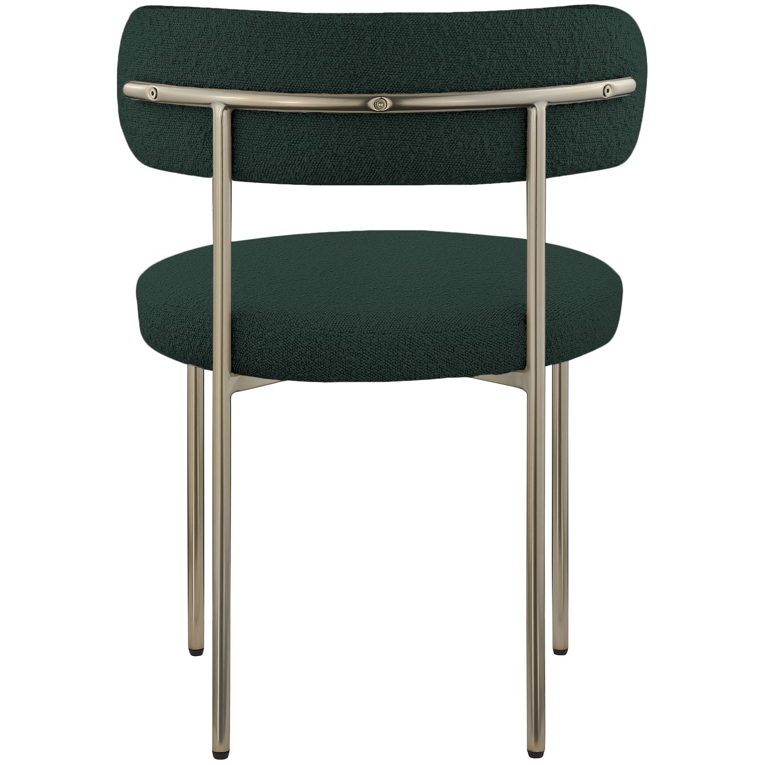 Beacon Boucle Fabric Upholstered Dining Chair — Green / Brushed Brass