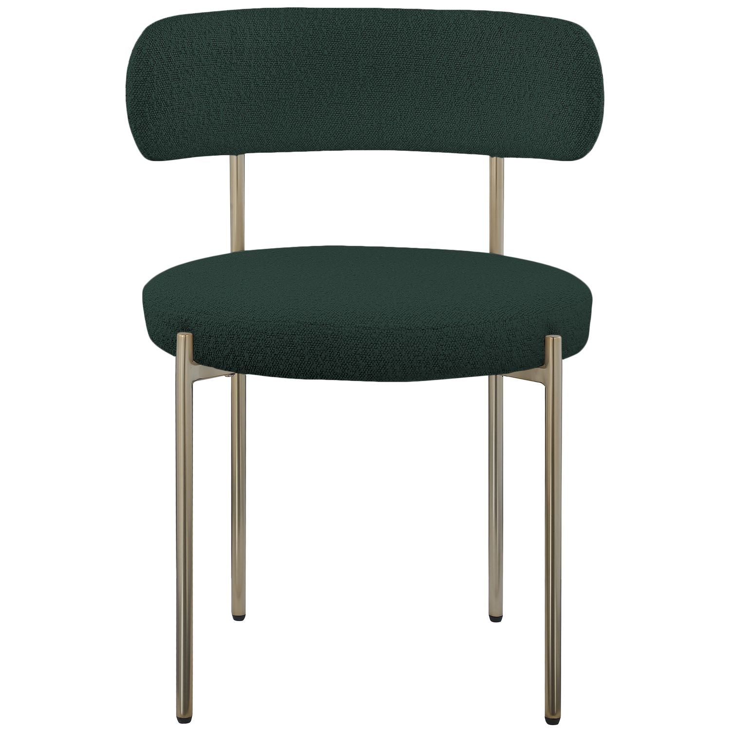 Beacon Boucle Fabric Upholstered Dining Chair — Green / Brushed Brass