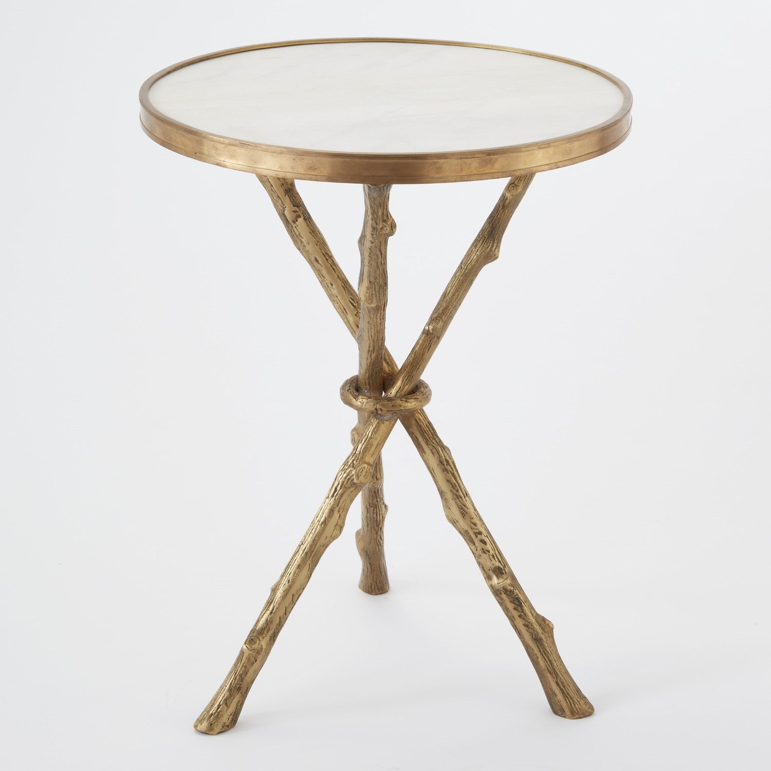 Twig Table-Global Views-GVSA-8976-Side TablesBrass/White Marble-3-France and Son