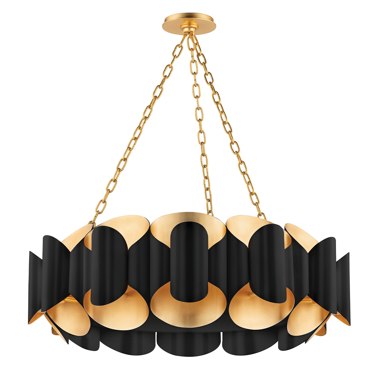 Banks 12 Light Chandelier-Hudson Valley-HVL-8534-GL/BK-ChandeliersGold Leaf / Black-1-France and Son