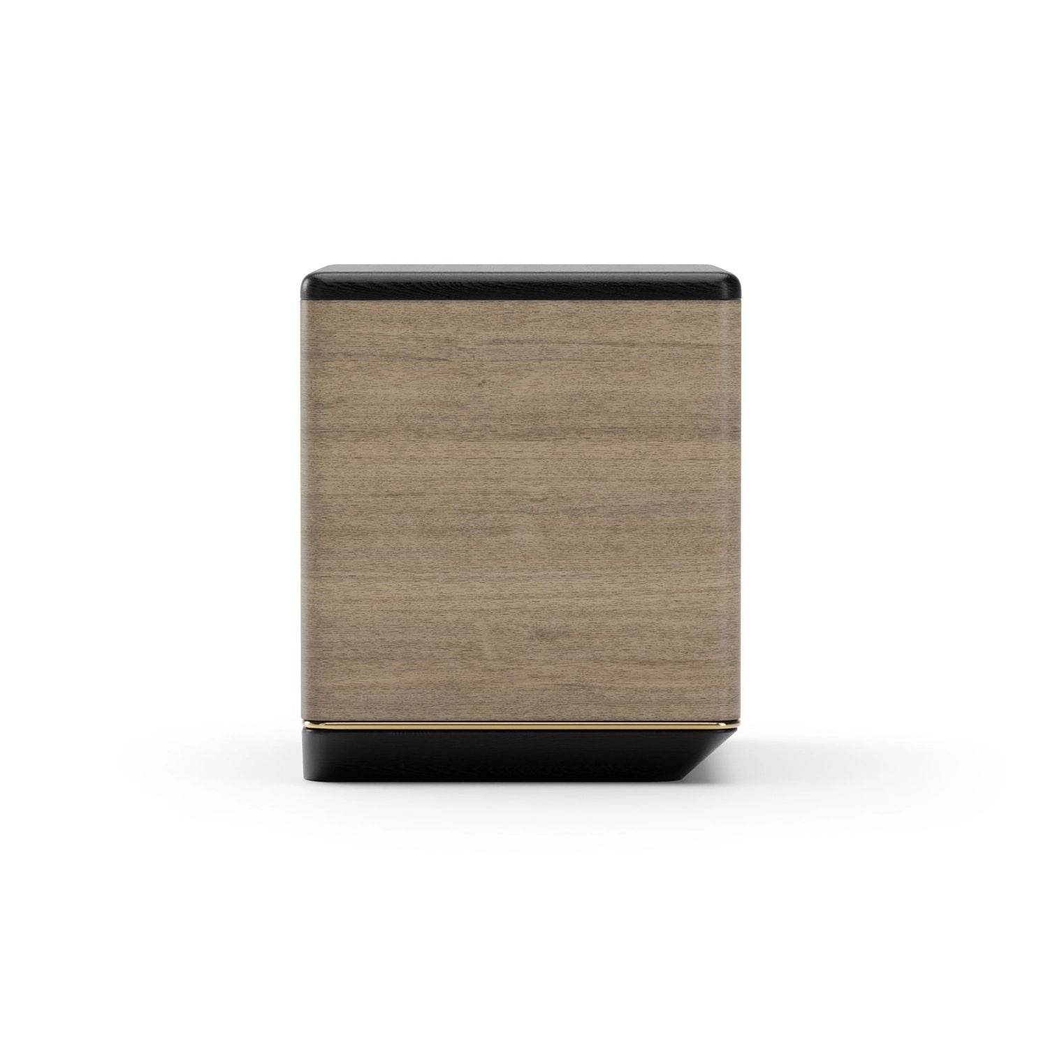 Additional view of Madera Plinth Nightstand in light oak brown and black.