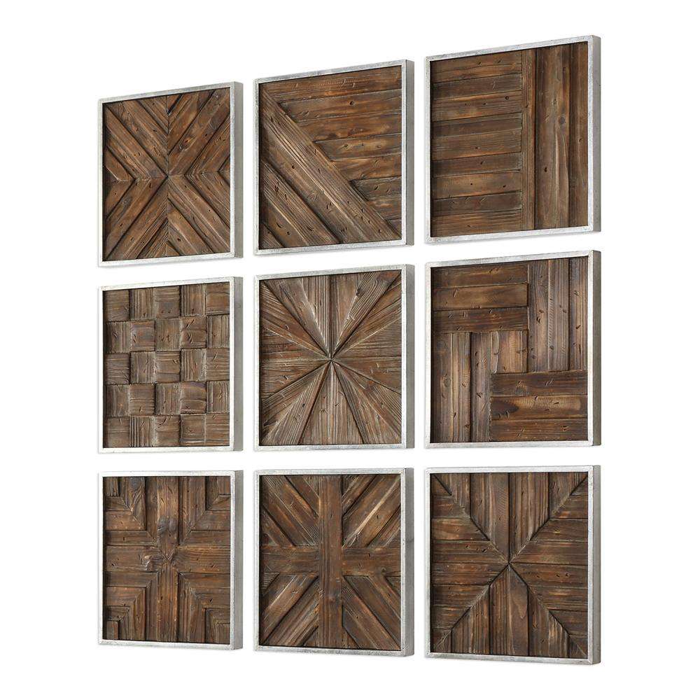 Uttermost 04115 Bryndle Rustic Wooden Squares, Set of Nine