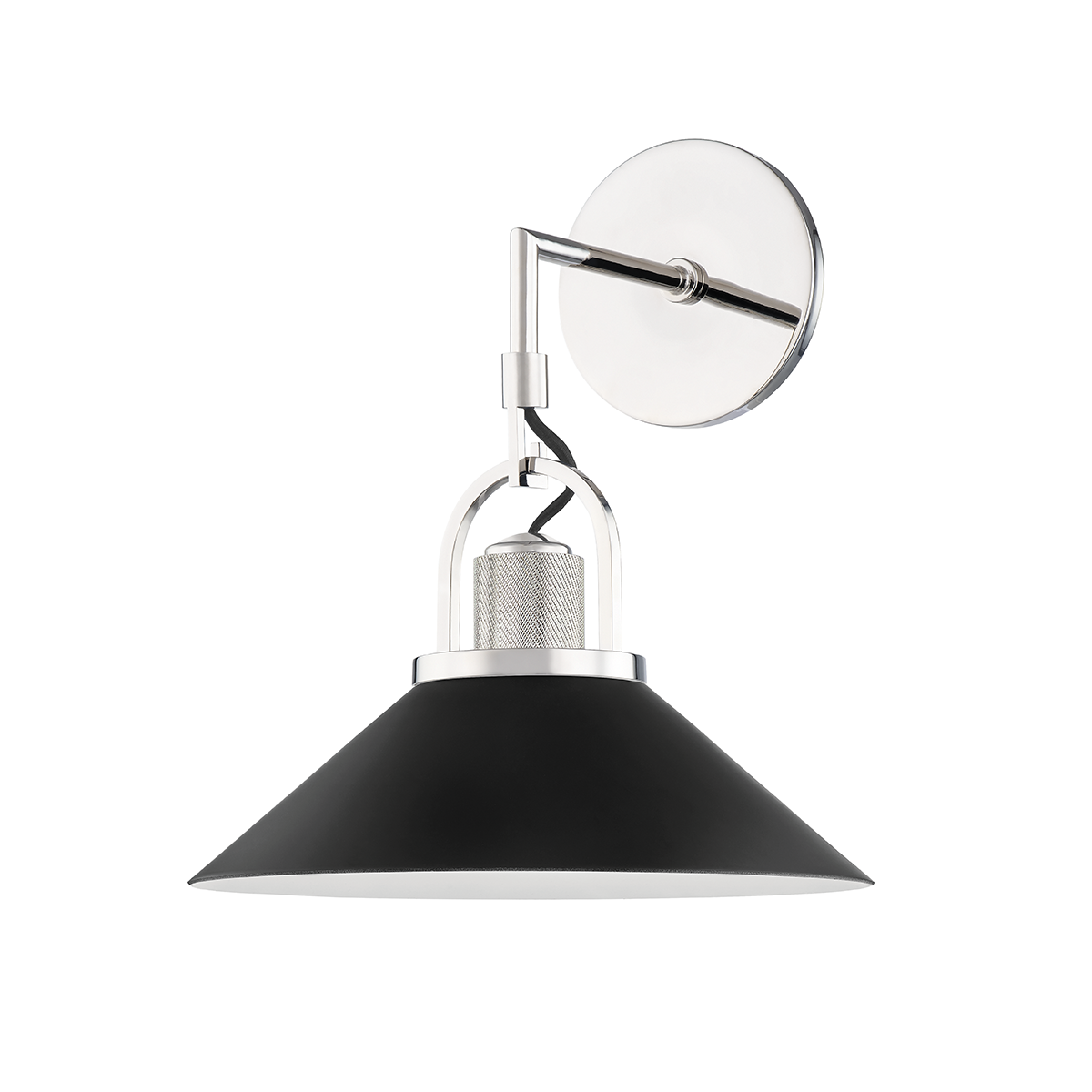 Syosset 1 light Wall Scone-Hudson Valley-HVL-2601-PN/BK-Wall LightingPolished Nickel/ Black-3-France and Son