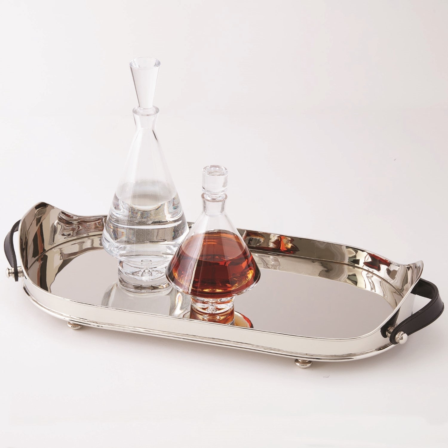 Drinks Tray w/Leather Handles-Global Views-GVSA-9.92108-Trays-2-France and Son