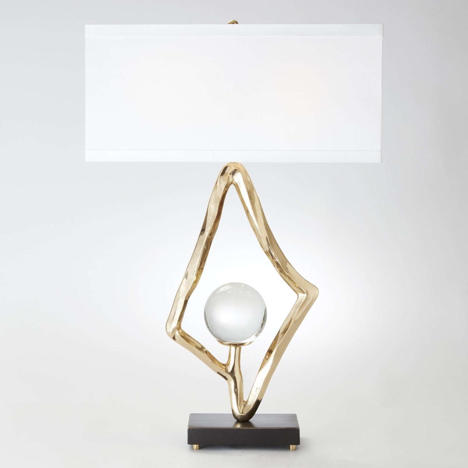 Abstract Lamp w/6" Crystal Sphere-Global Views-GVSA-9.92511-Table LampsBrass-2-France and Son
