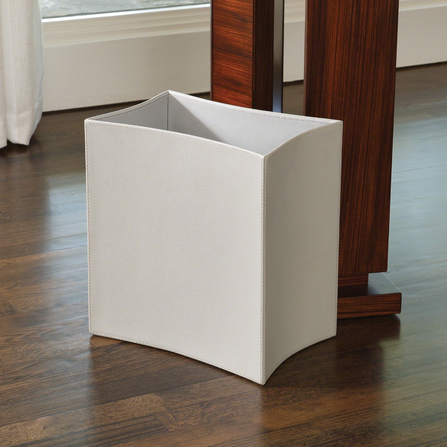 Folded Leather Wastebasket-Global Views-GVSA-9.92617-Baskets & Boxesgrey-4-France and Son