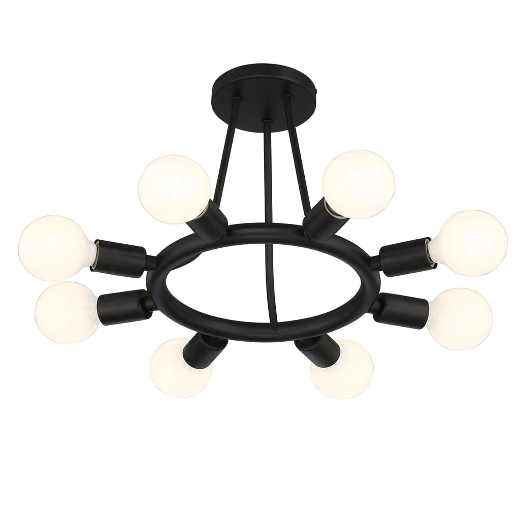 Dakota 8 Light Ceiling Mount-Crystorama Lighting Company-CRYSTO-9043-BK-Flush Mounts-3-France and Son