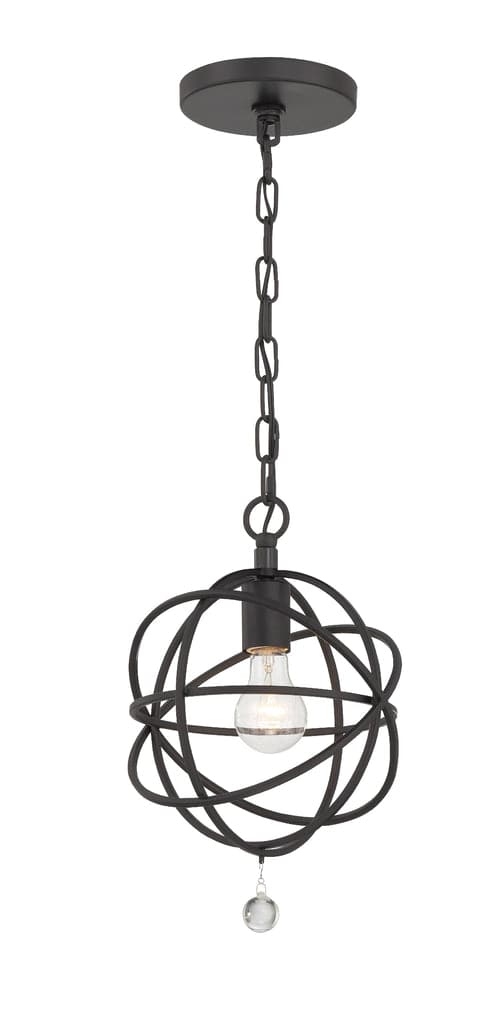 Solaris 1 Light Pendant-Crystorama Lighting Company-CRYSTO-9220-BK-PendantsBlack-3-France and Son