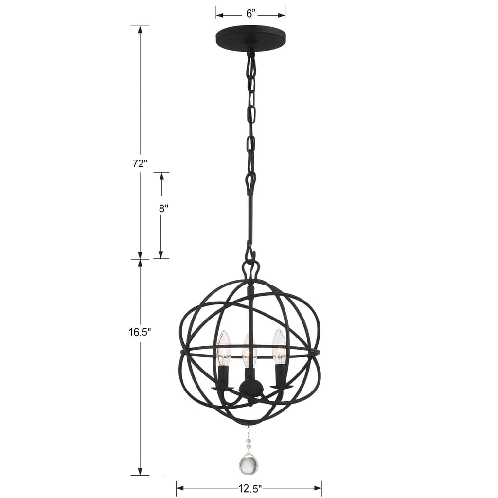 Solaris 3 Light Mini Chandelier-Crystorama Lighting Company-CRYSTO-9225-BK-Chandeliers-2-France and Son