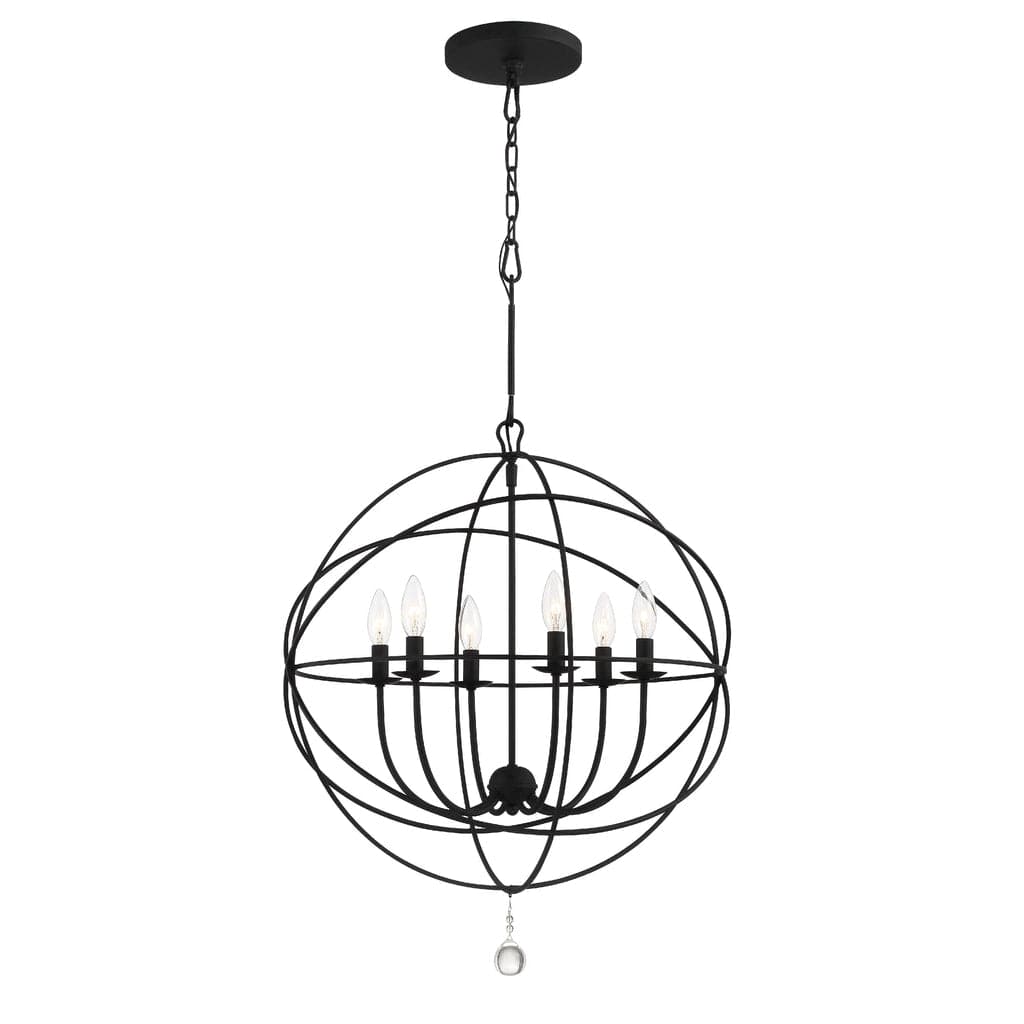 Solaris 6 Light Sphere Chandelier - 28"-Crystorama Lighting Company-CRYSTO-9228-BK-Chandeliers-1-France and Son