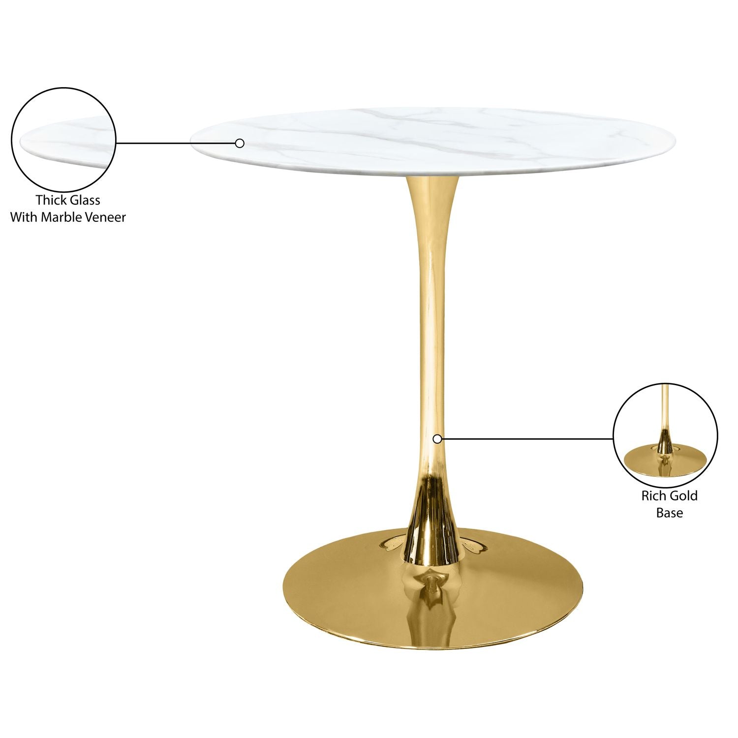 Holly Marble Veneer Top And Iron Base Counter Height Table — Gold