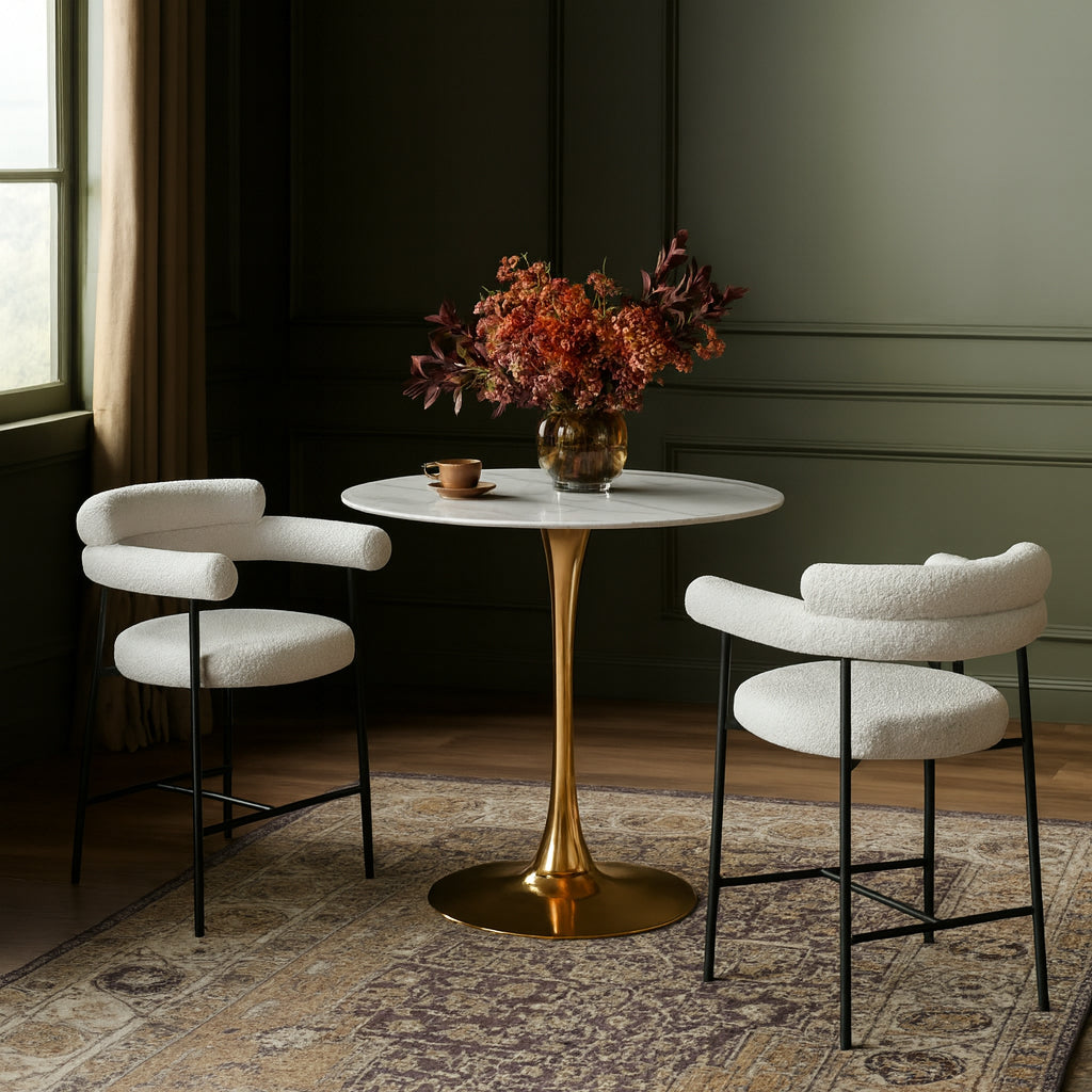 Holly Marble Veneer Top And Iron Base Counter Height Table — Gold